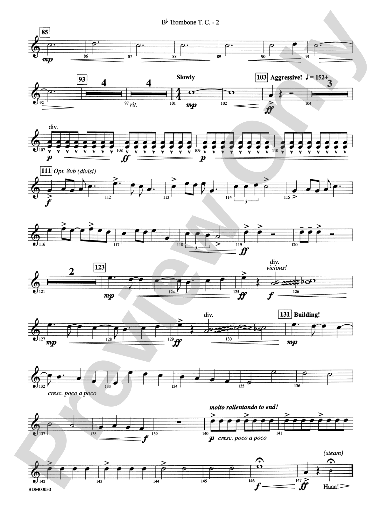 The Great Locomotive Chase: (wp) 1st B-flat Trombone T.C.