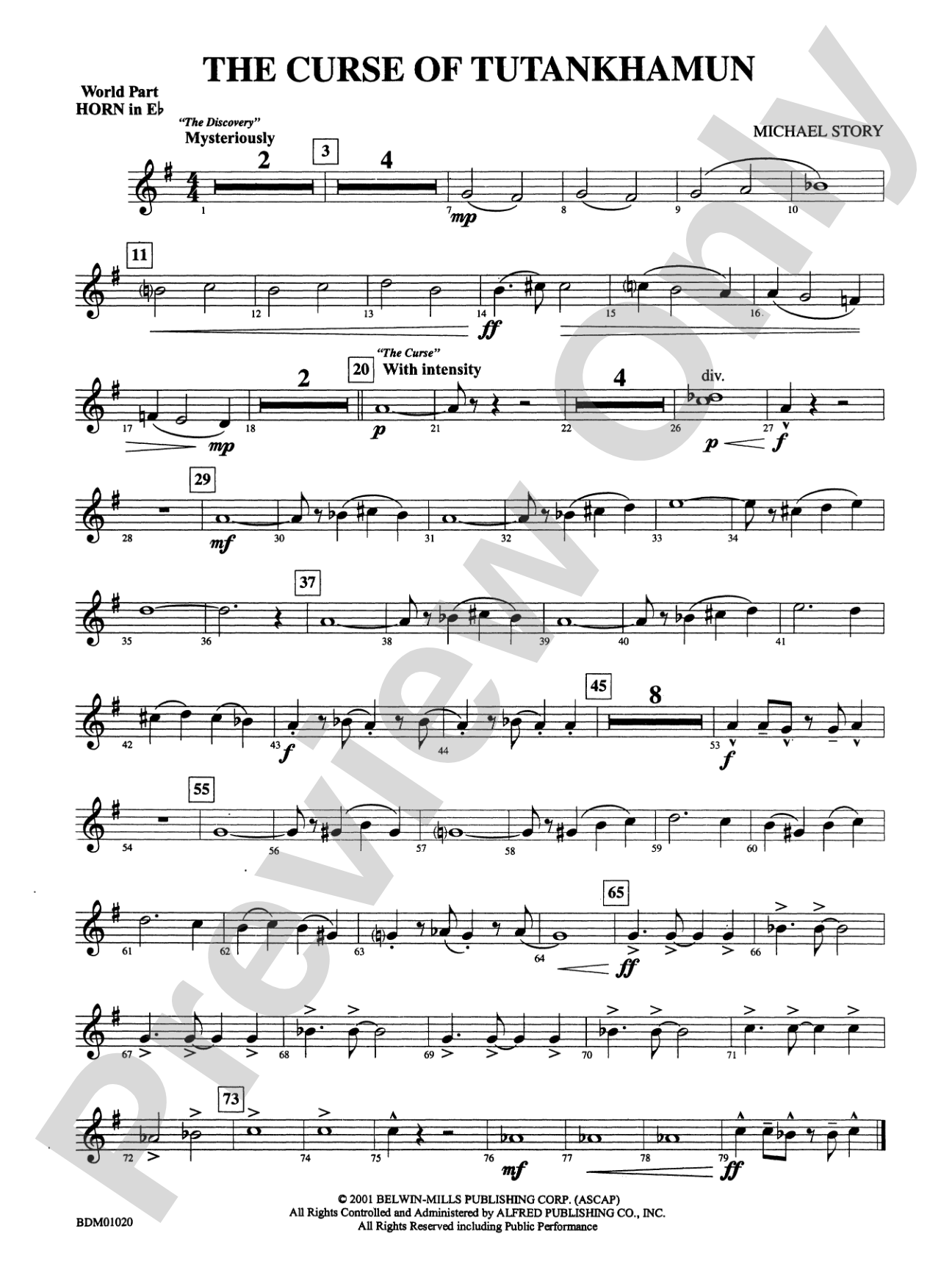 The Curse of Tutankhamun: (wp) 1st Horn in E-flat