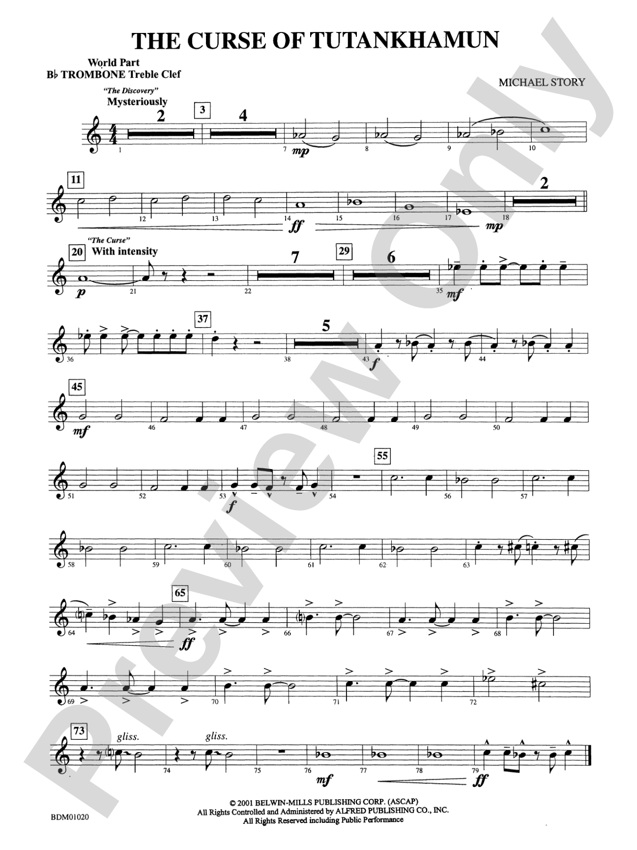The Curse of Tutankhamun: (wp) 1st B-flat Trombone T.C.