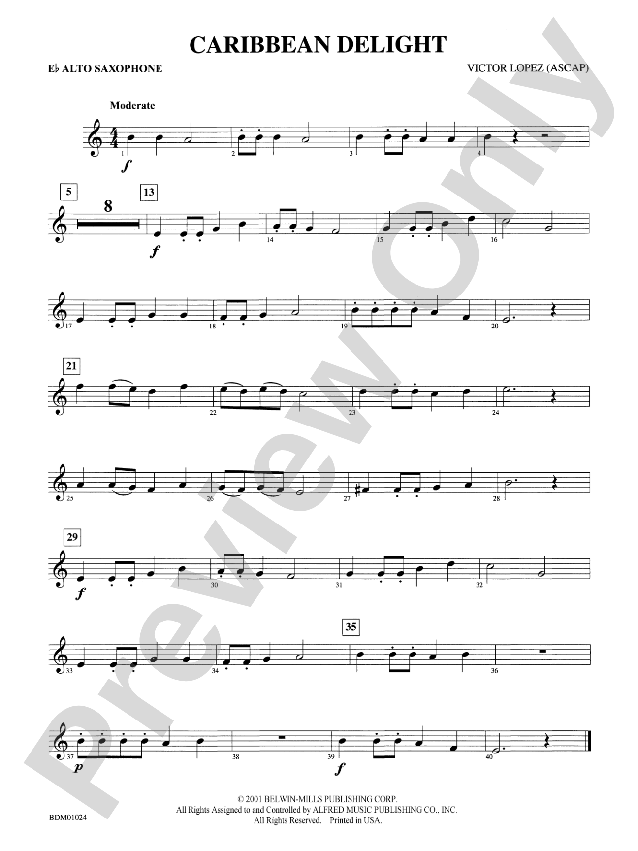 Caribbean Delight: E-flat Alto Saxophone
