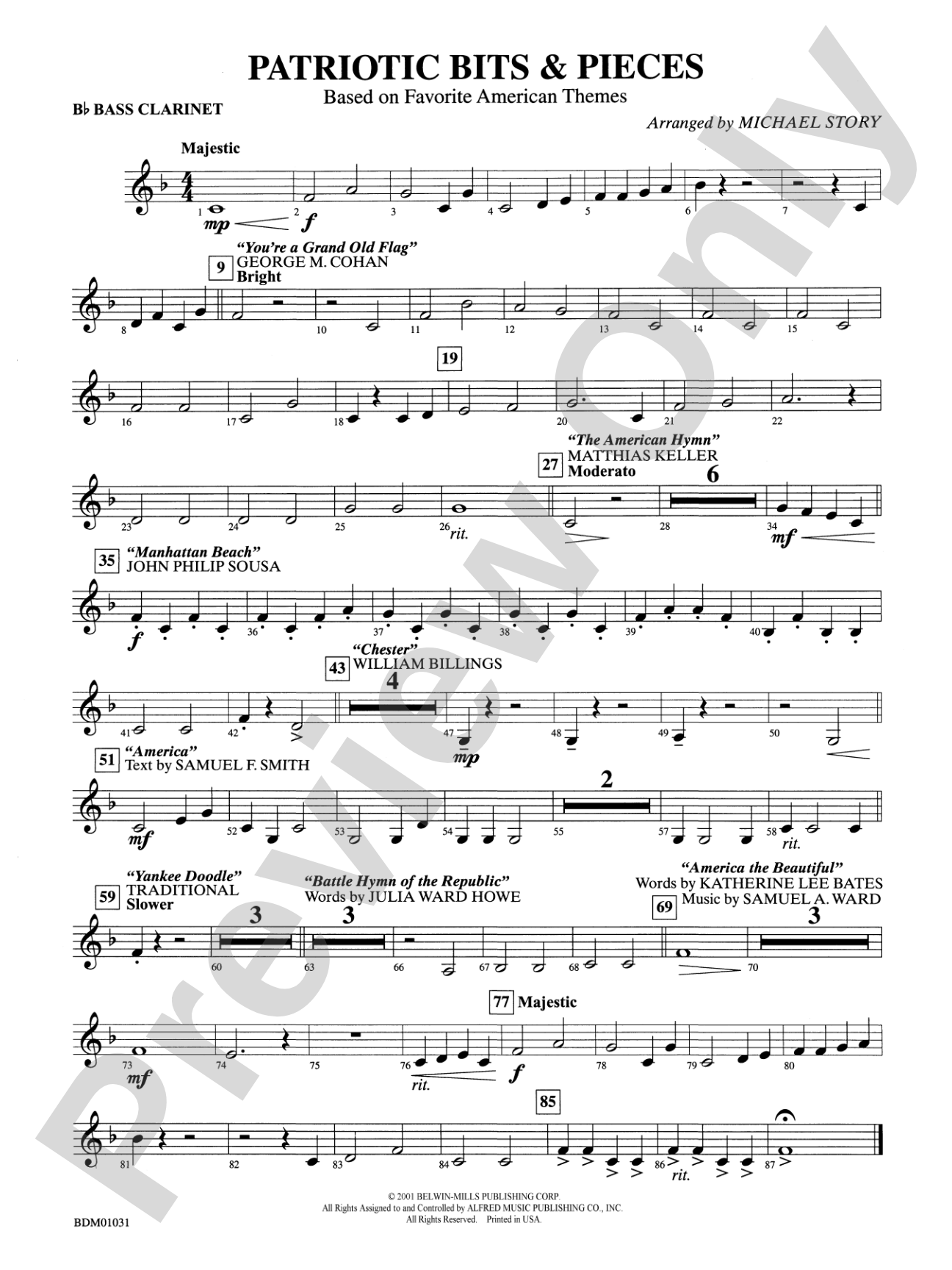 Patriotic Bits & Pieces (based on Favorite American Themes): B-flat Bass Clarinet