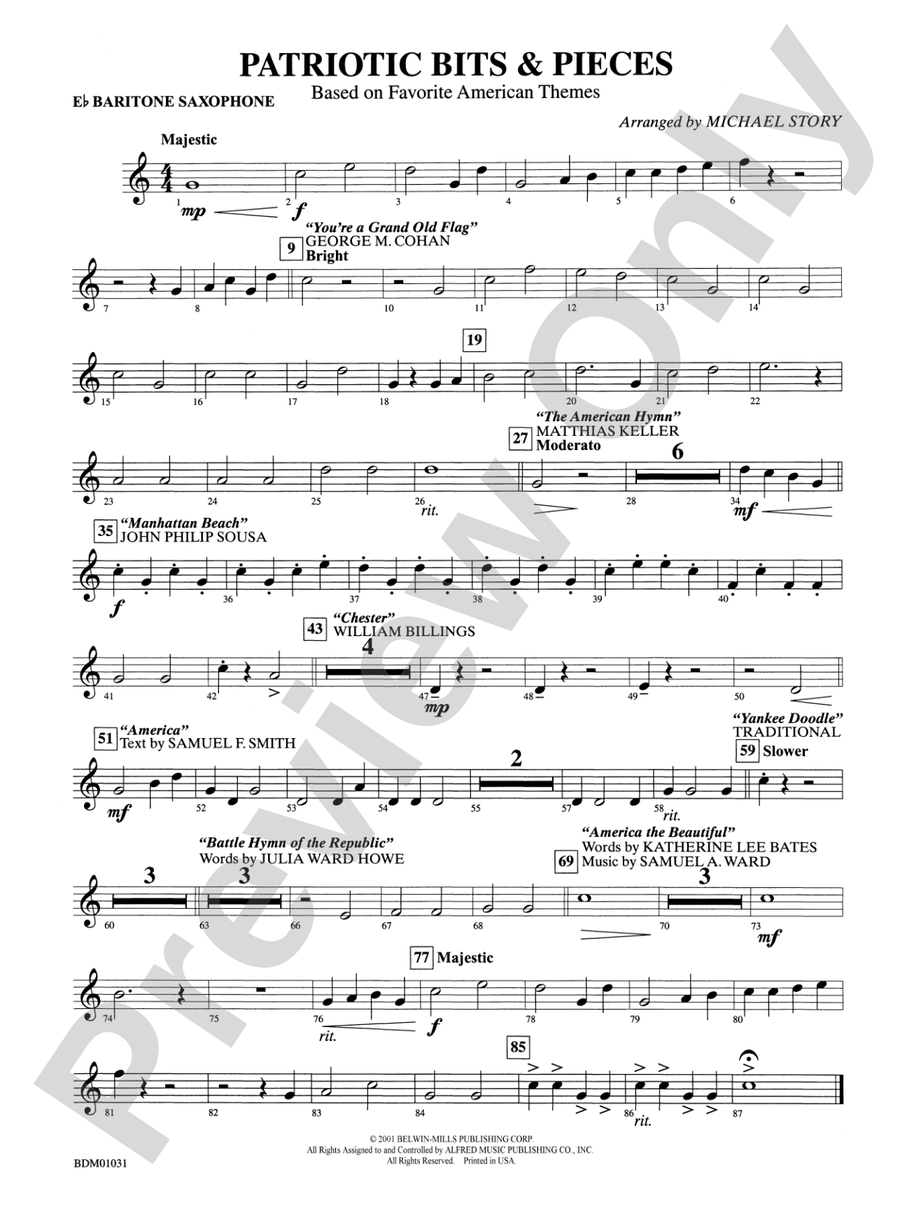Patriotic Bits & Pieces (based on Favorite American Themes): E-flat Baritone Saxophone