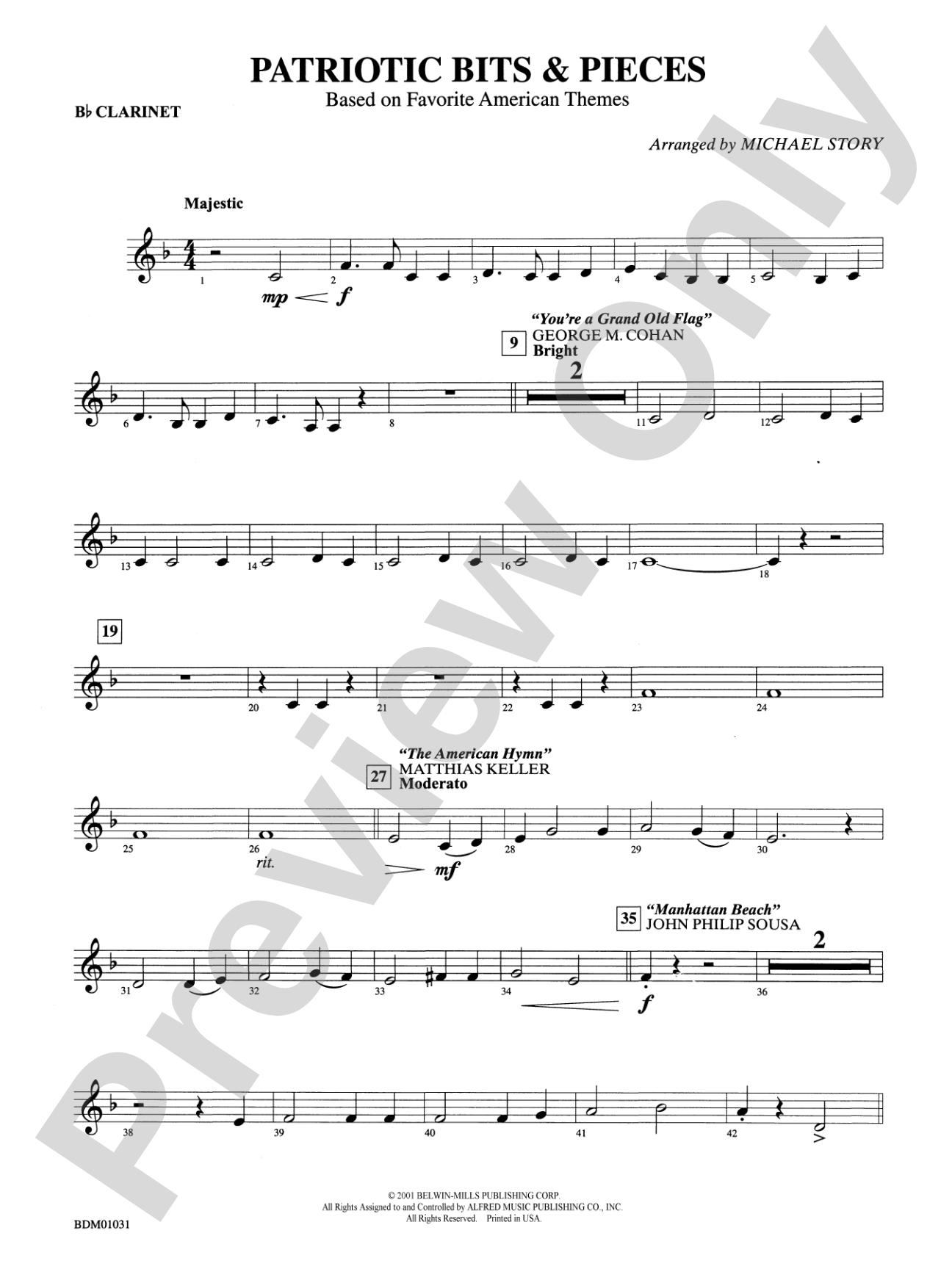 Patriotic Bits & Pieces (based on Favorite American Themes): 1st B-flat Clarinet