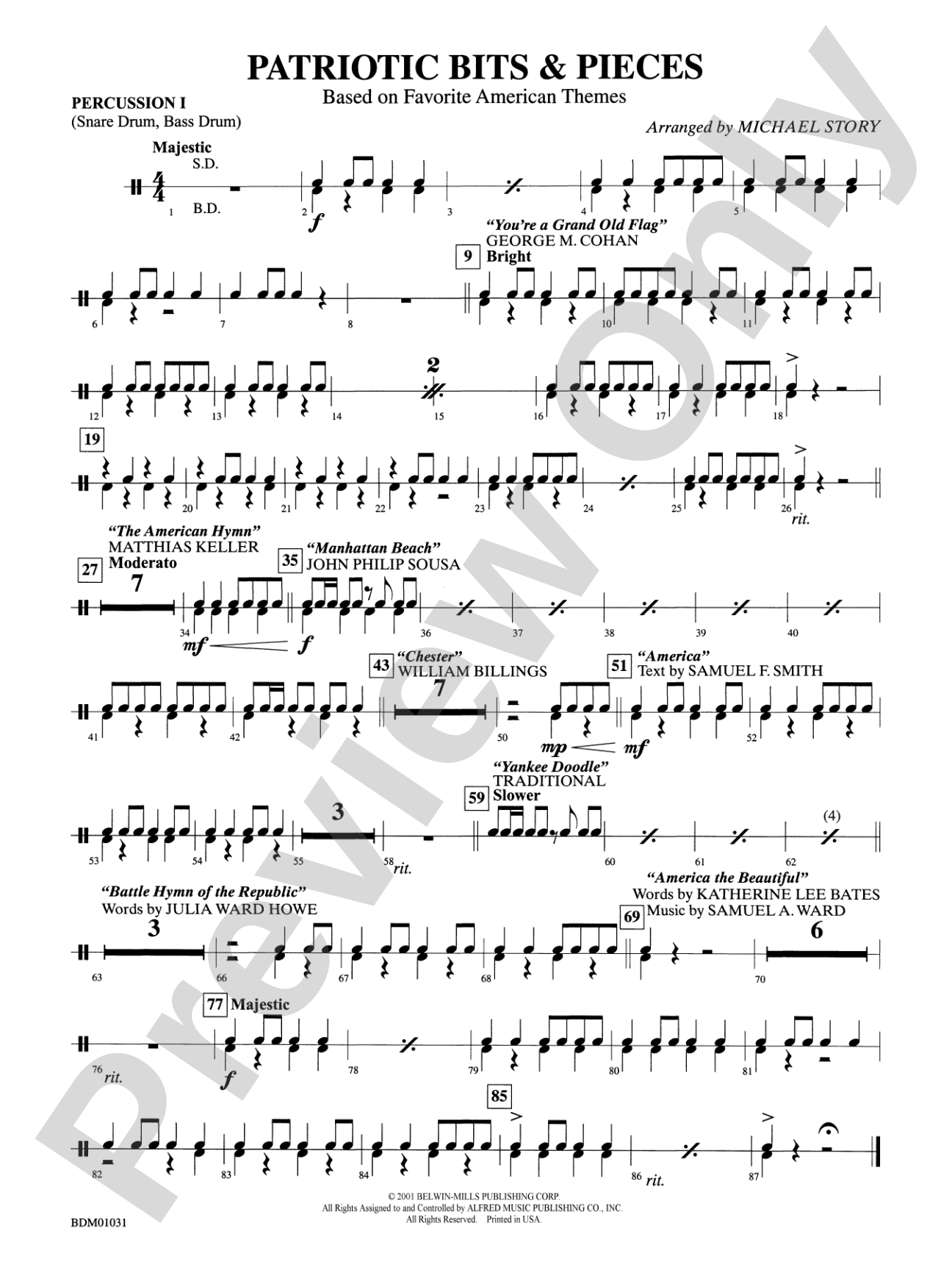 Patriotic Bits & Pieces (based on Favorite American Themes): 1st Percussion