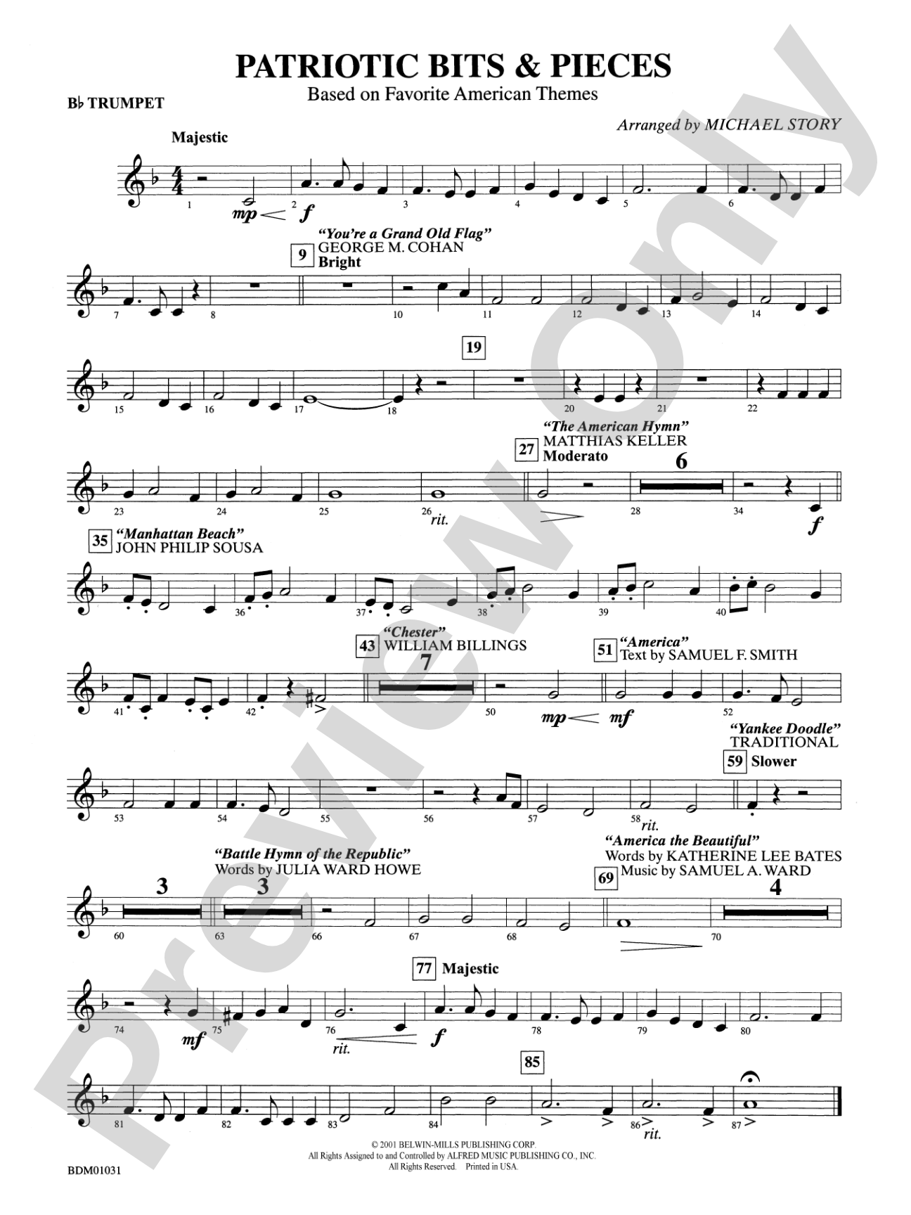 Patriotic Bits & Pieces (based on Favorite American Themes): 1st B-flat Trumpet