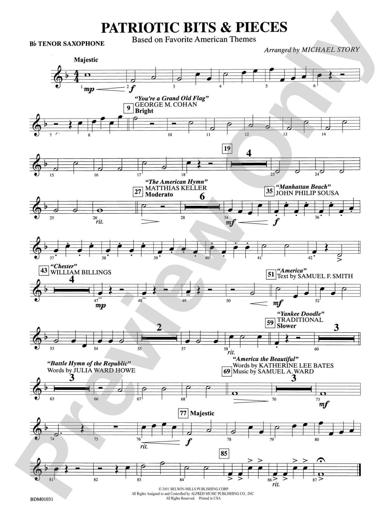 Patriotic Bits & Pieces (based on Favorite American Themes): B-flat Tenor Saxophone