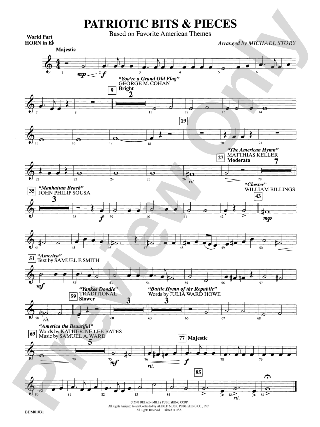 Patriotic Bits & Pieces (based on Favorite American Themes): (wp) 1st Horn in E-flat