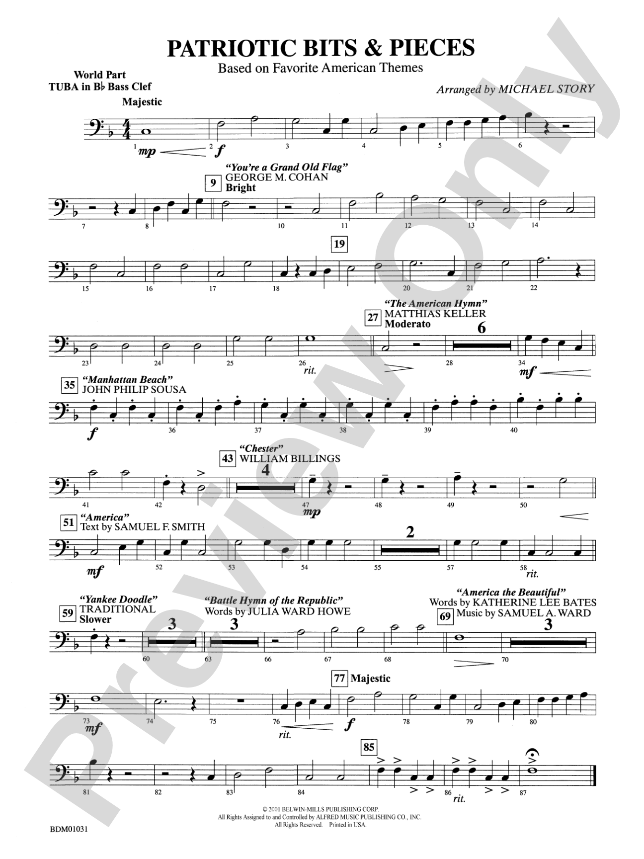 Patriotic Bits & Pieces (based on Favorite American Themes): (wp) B-flat Tuba B.C.