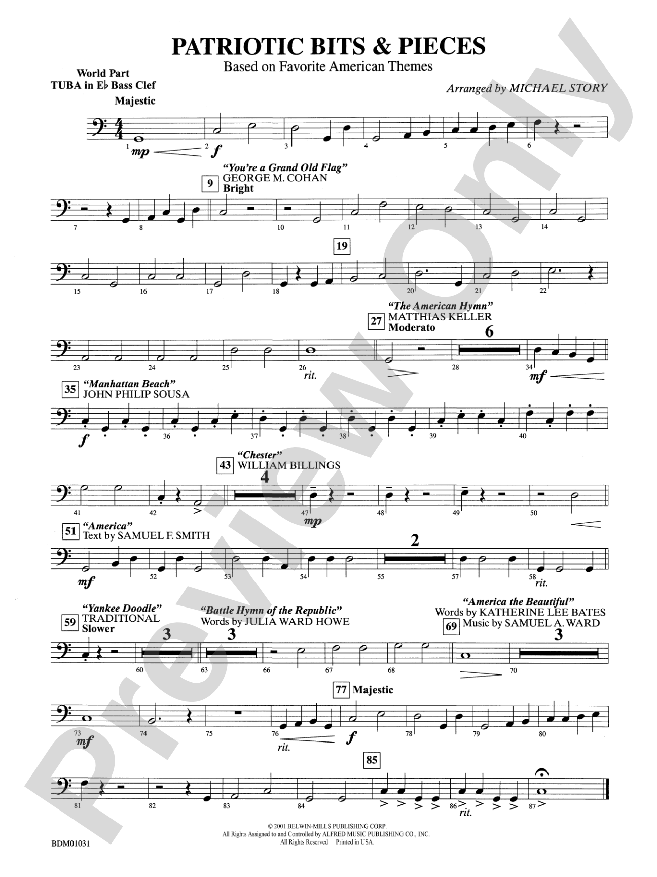 Patriotic Bits & Pieces (based on Favorite American Themes): (wp) E-flat Tuba B.C.