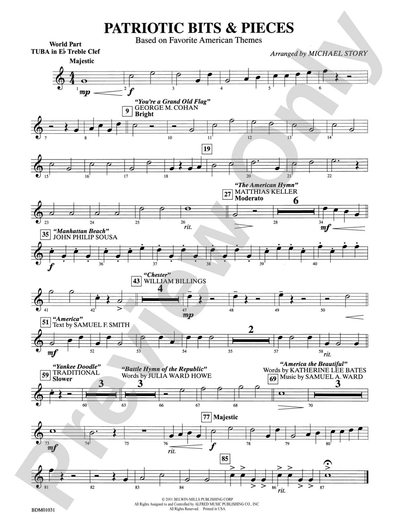 Patriotic Bits & Pieces (based on Favorite American Themes): (wp) E-flat Tuba T.C.