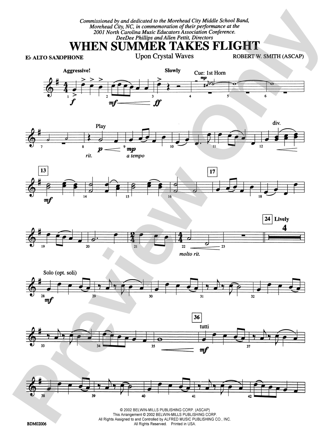 When Summer Takes Flight: E-flat Alto Saxophone