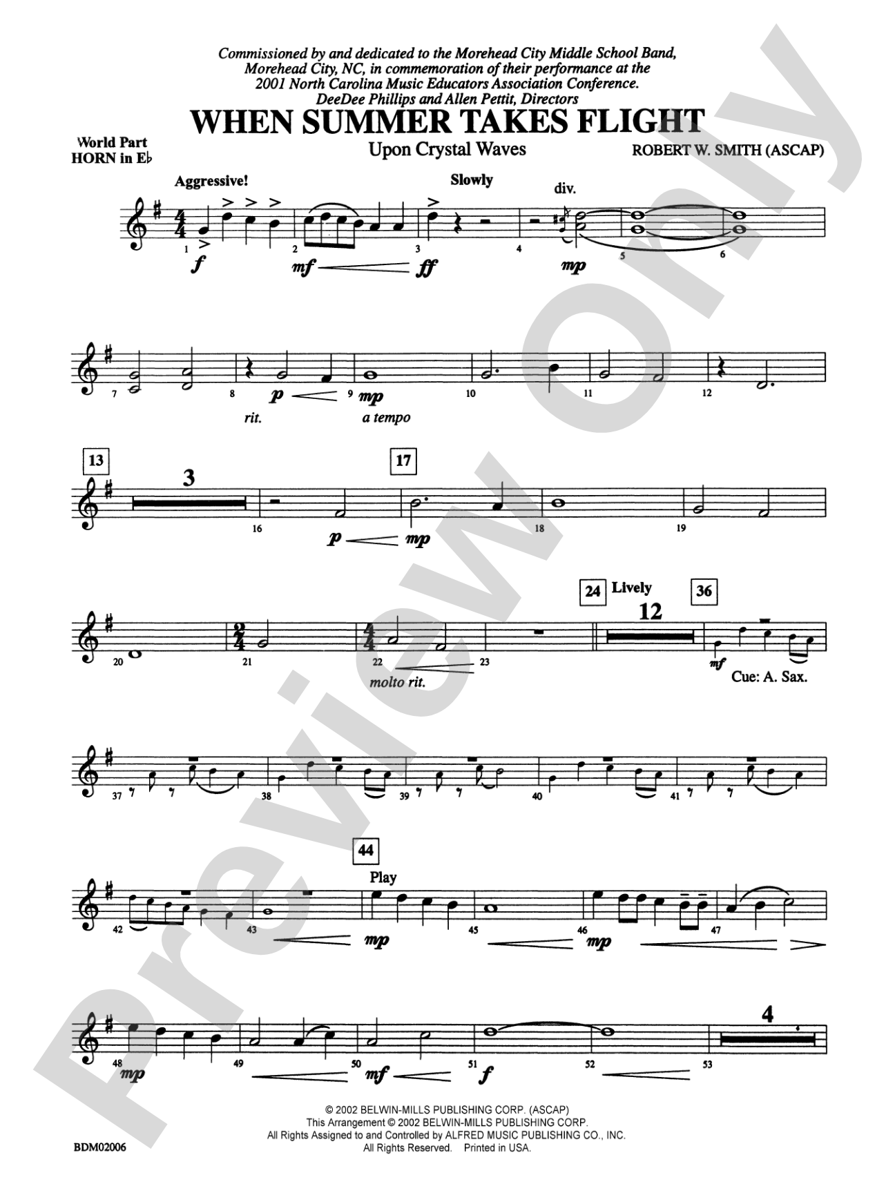 When Summer Takes Flight: (wp) 1st Horn in E-flat