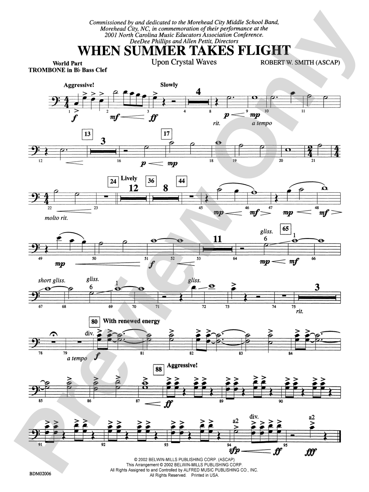 When Summer Takes Flight: (wp) 1st B-flat Trombone B.C.