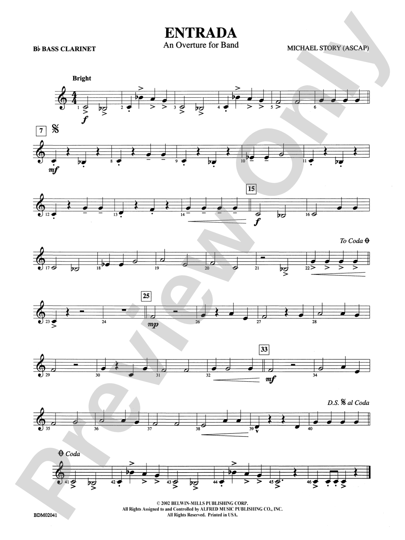 Entrada (An Overture for Band): B-flat Bass Clarinet