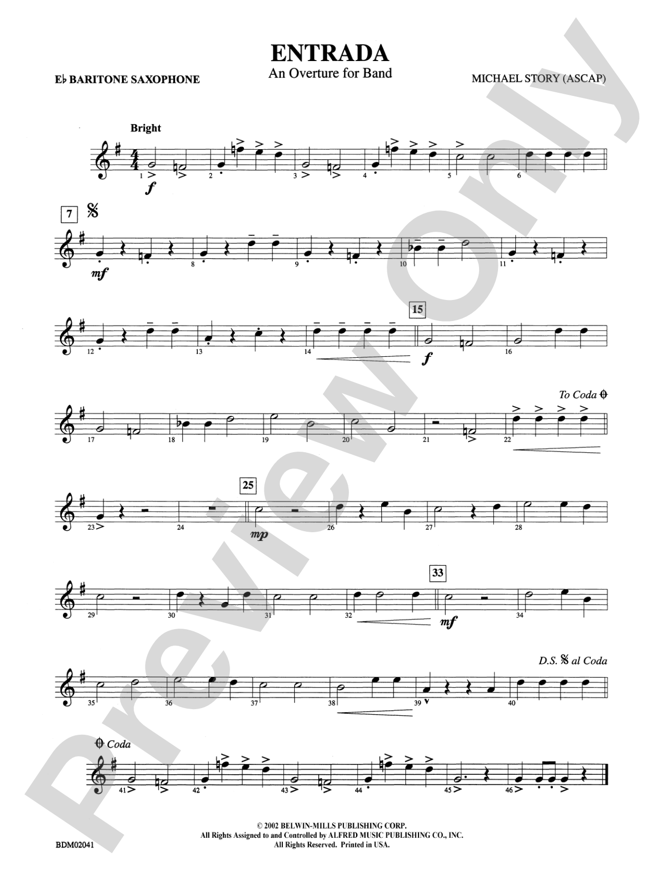 Entrada (An Overture for Band): E-flat Baritone Saxophone