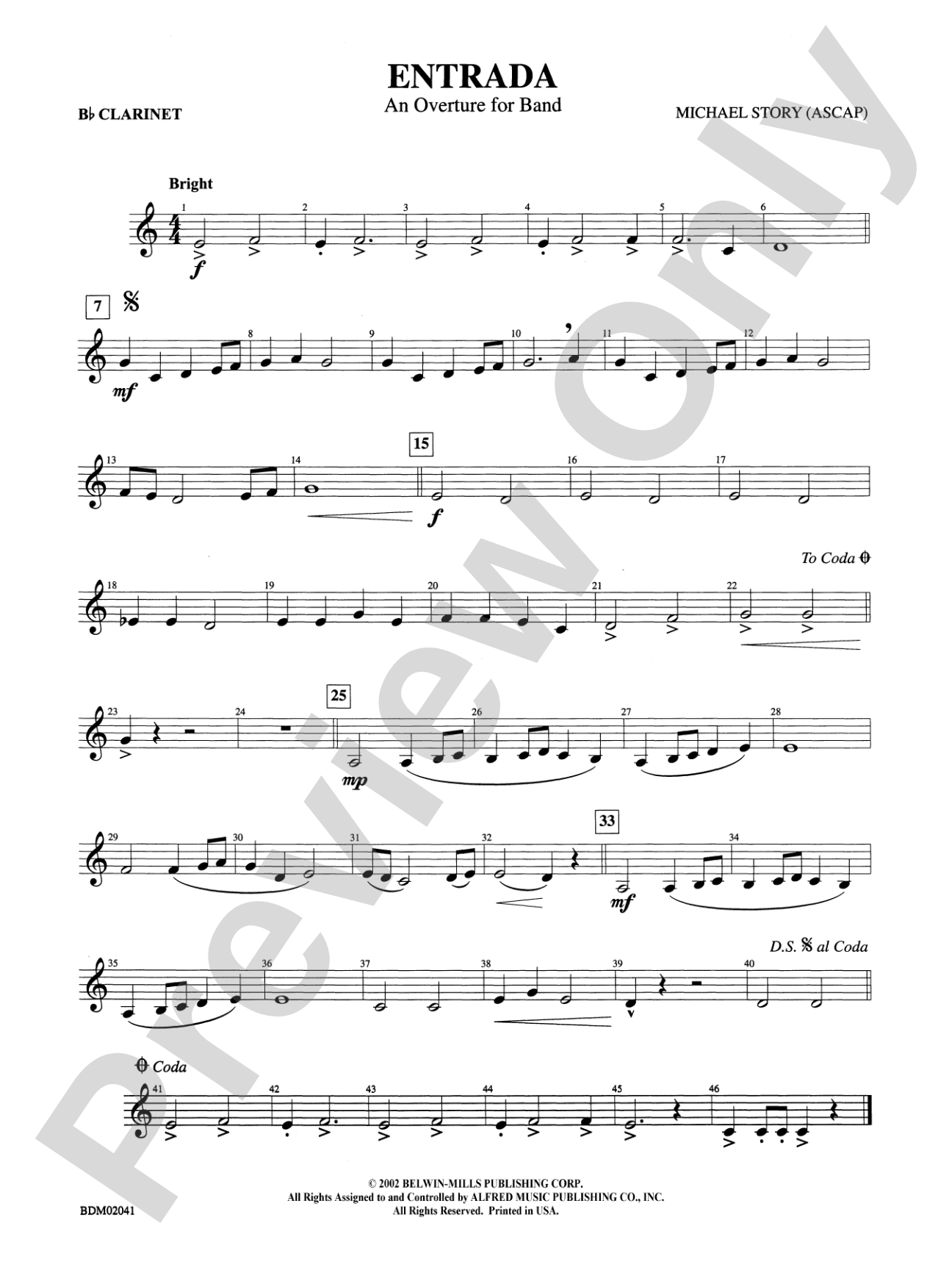 Entrada (An Overture for Band): 1st B-flat Clarinet