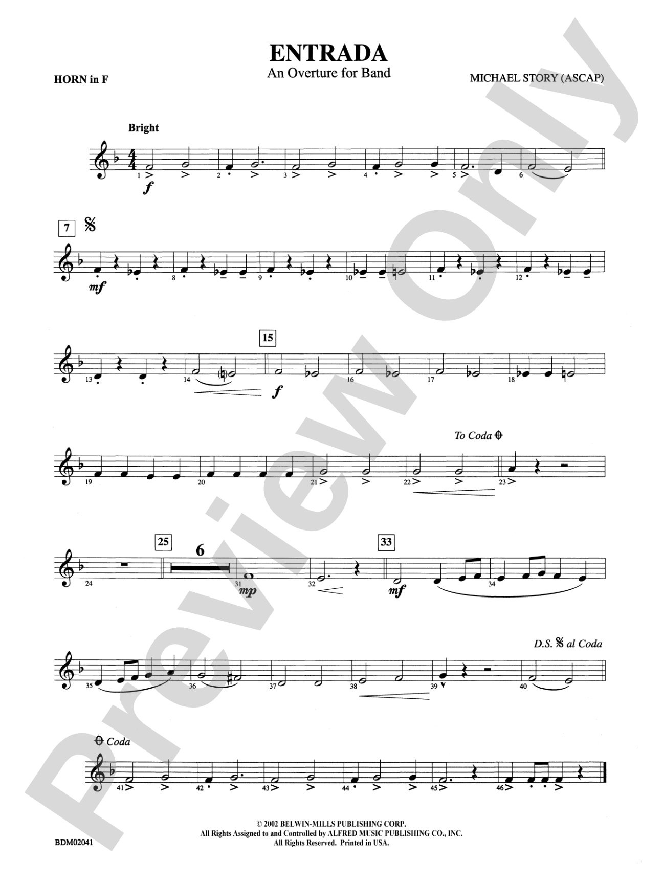 Entrada (An Overture for Band): 1st F Horn