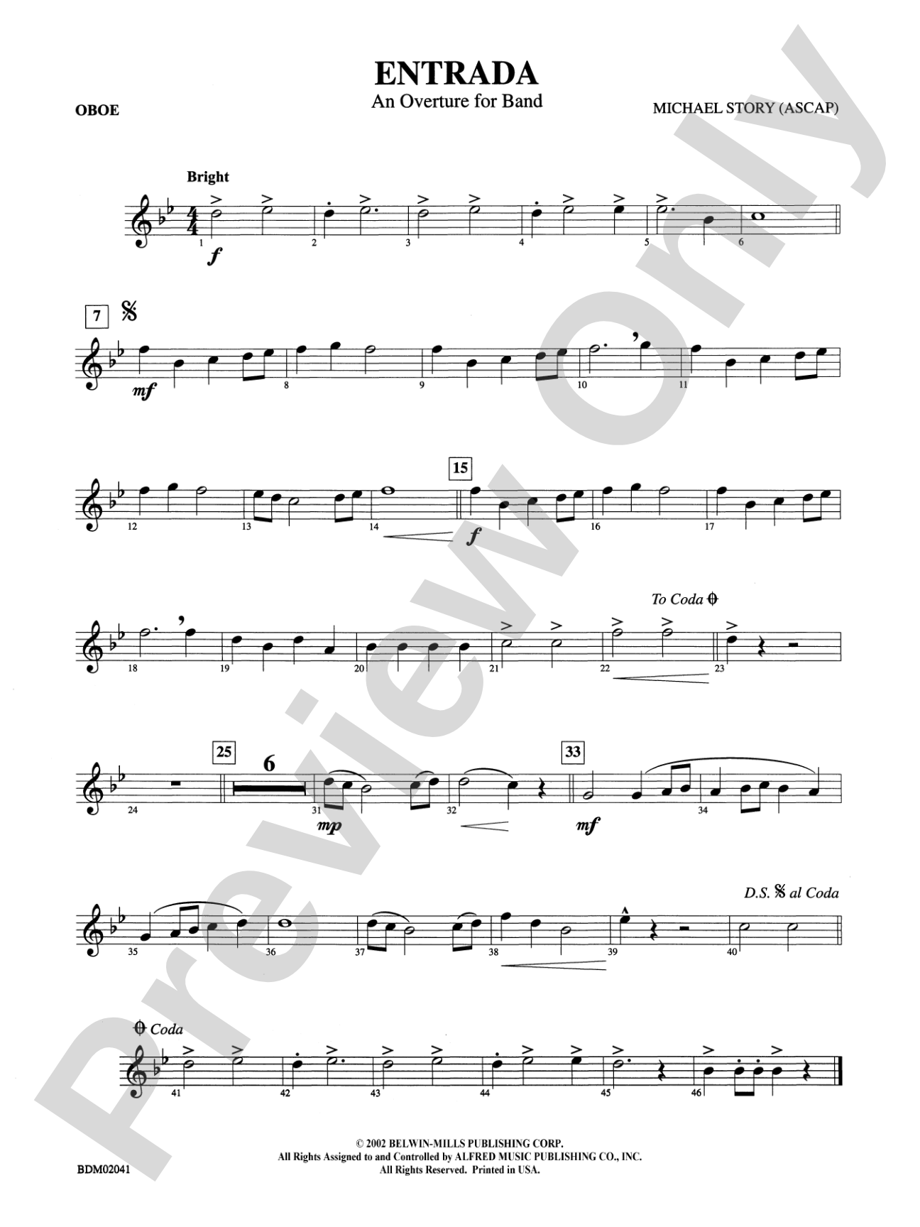Entrada (An Overture for Band): Oboe