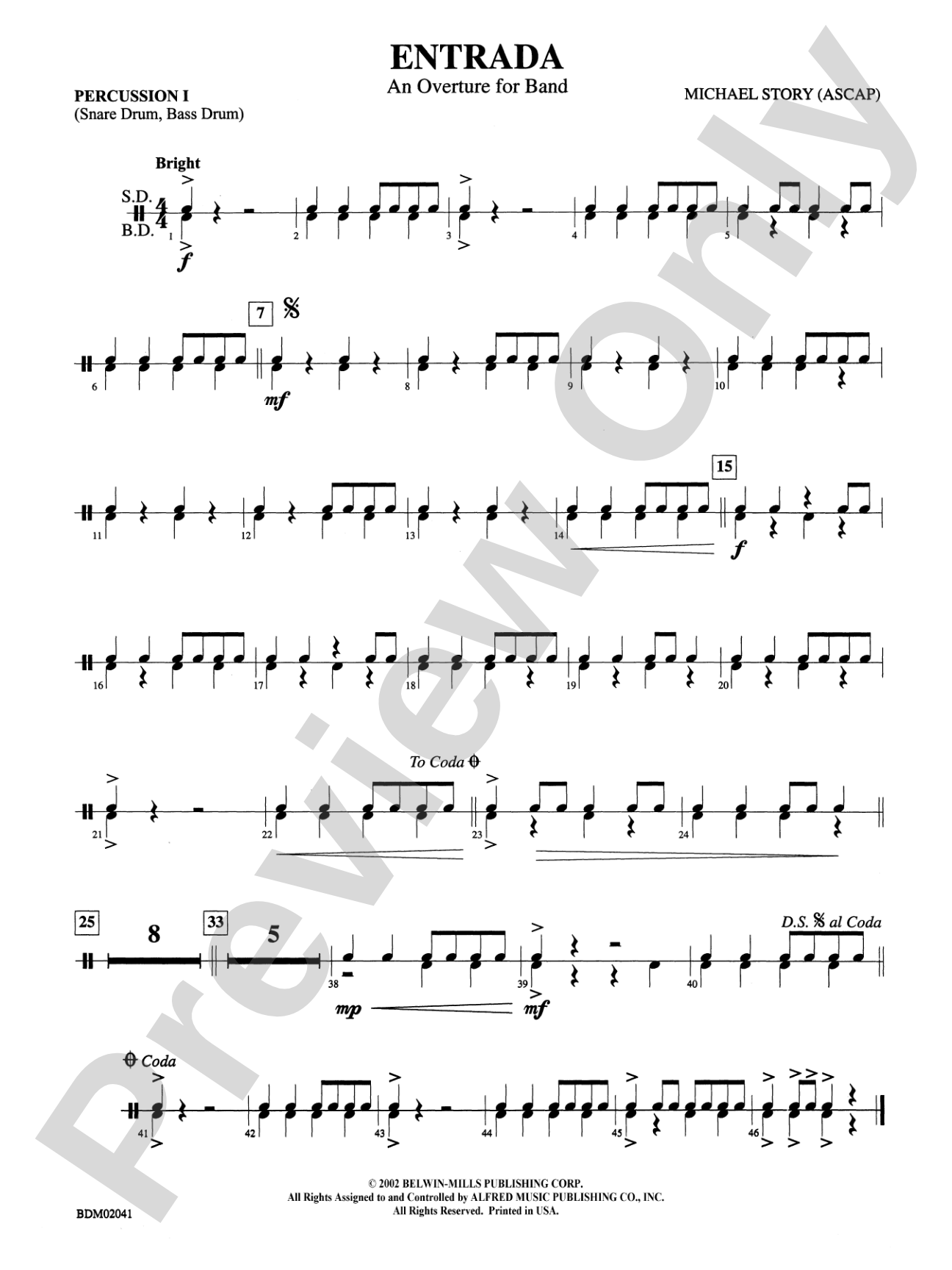 Entrada (An Overture for Band): 1st Percussion