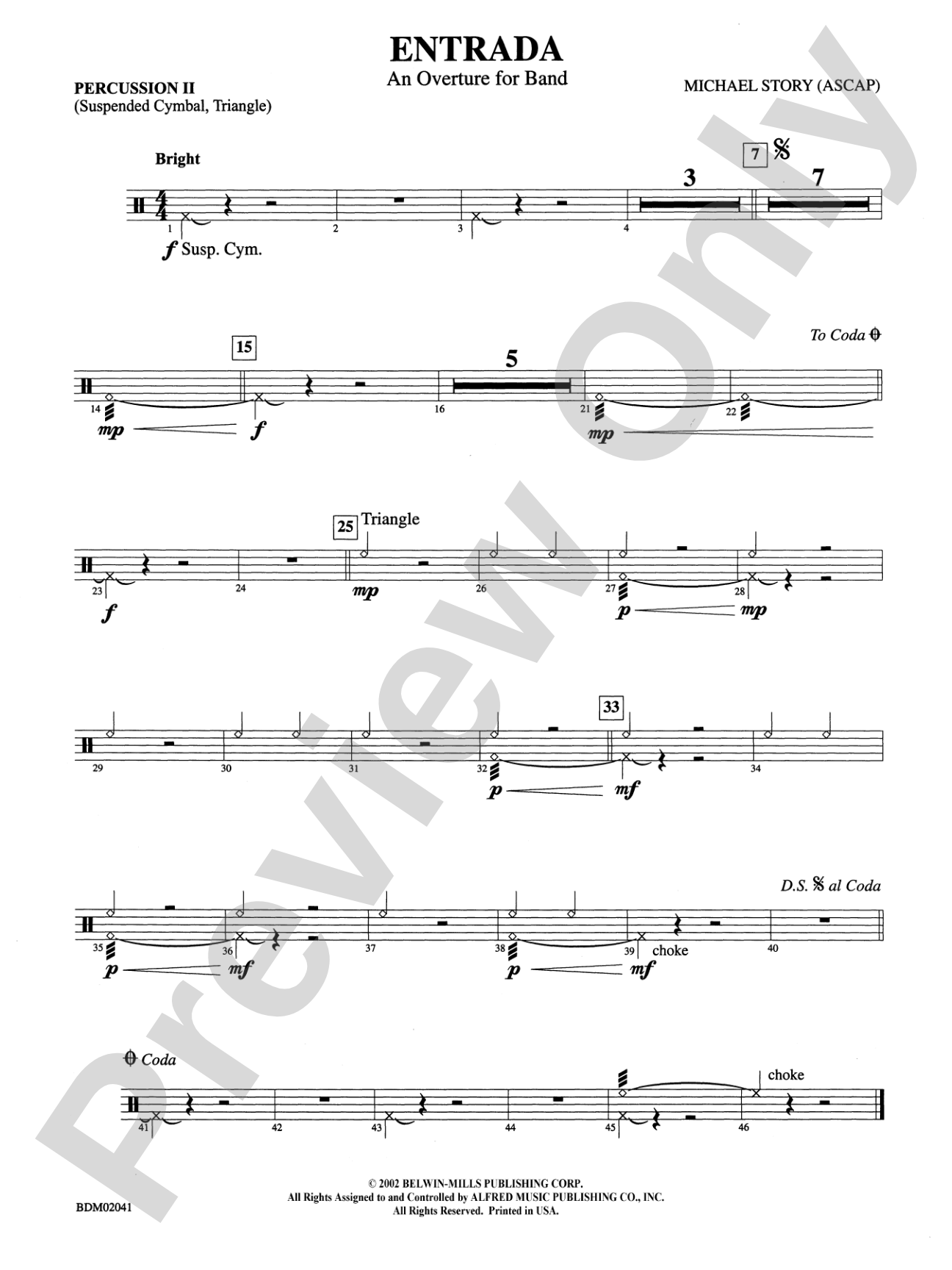 Entrada (An Overture for Band): 2nd Percussion