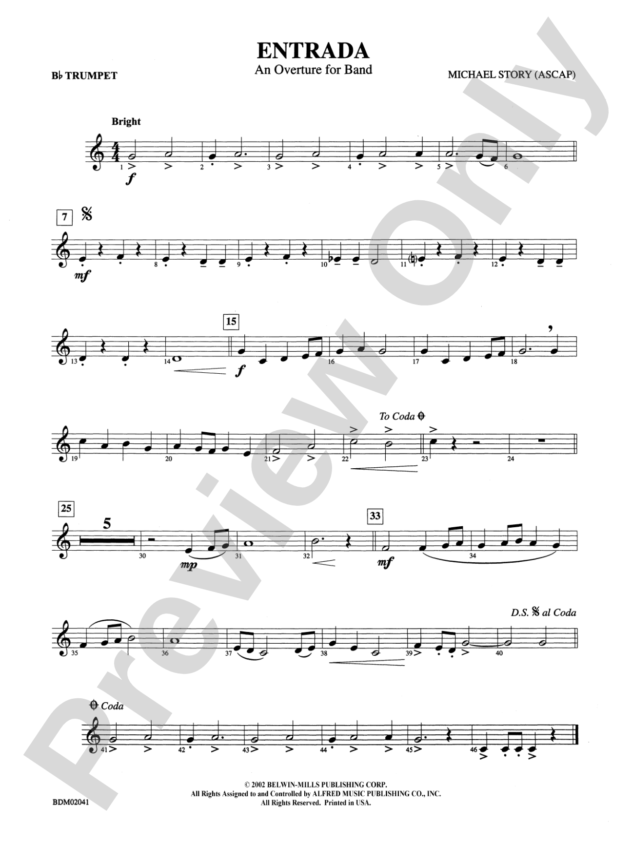 Entrada (An Overture for Band): 1st B-flat Trumpet