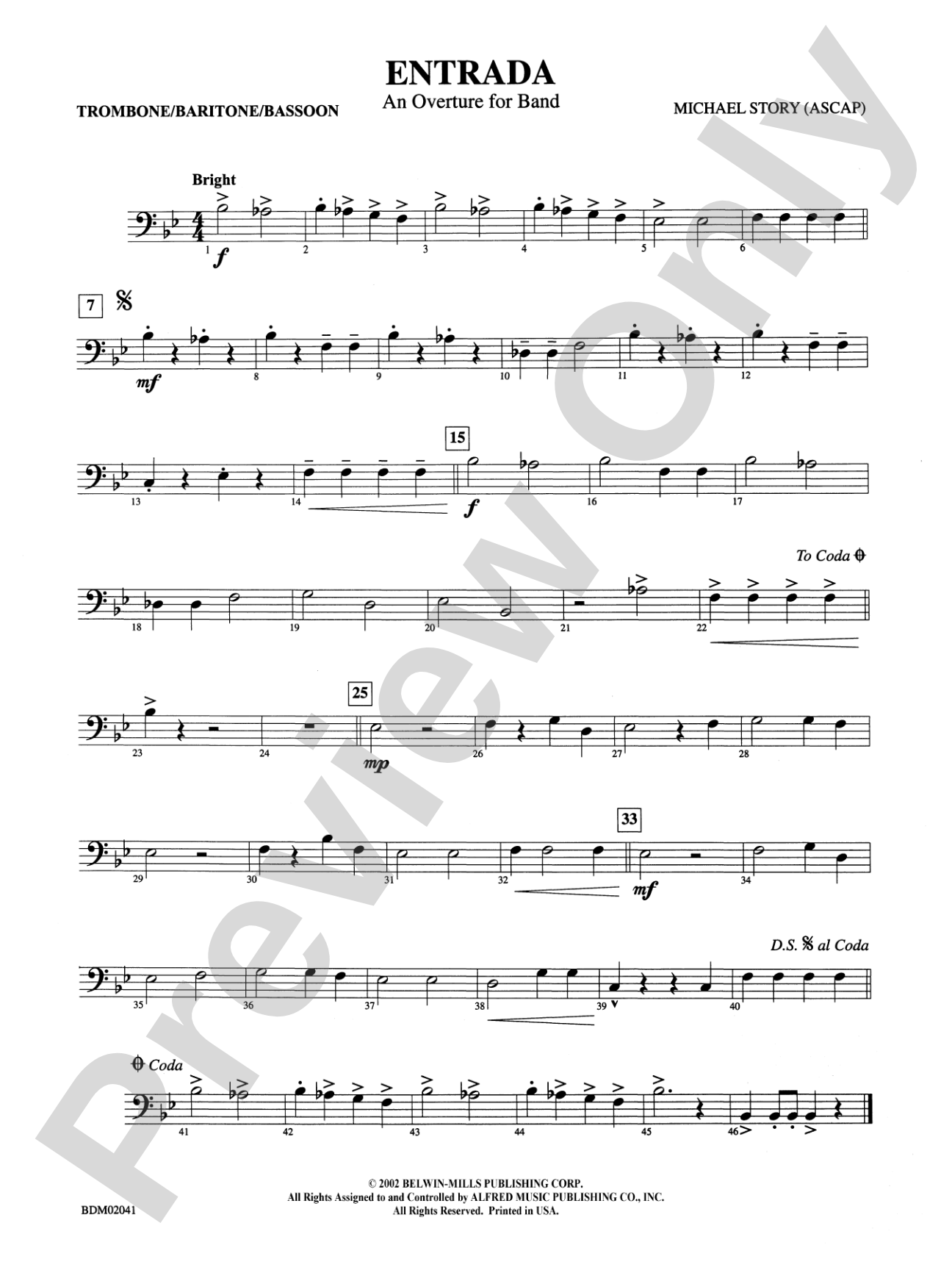 Entrada (An Overture for Band): 1st Trombone