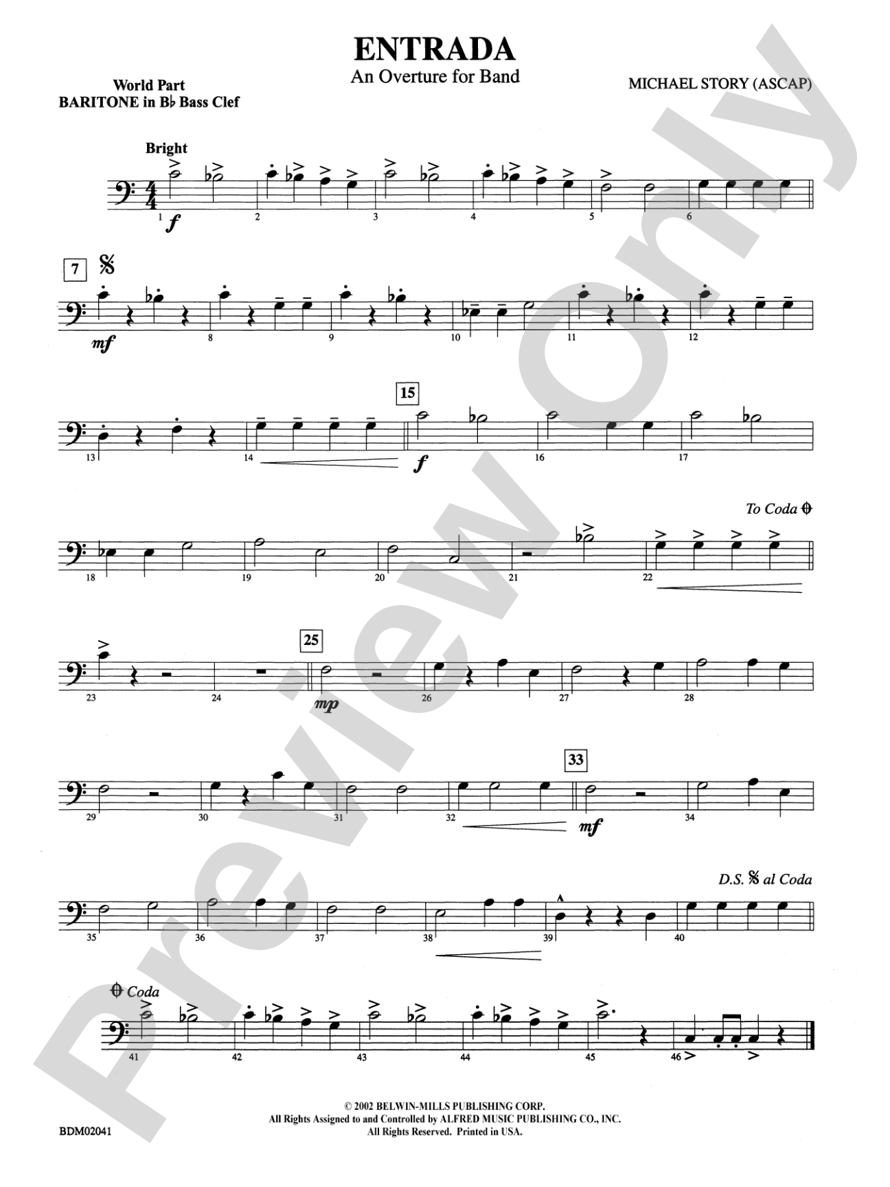 Entrada (An Overture for Band): (wp) B-flat Baritone B.C.