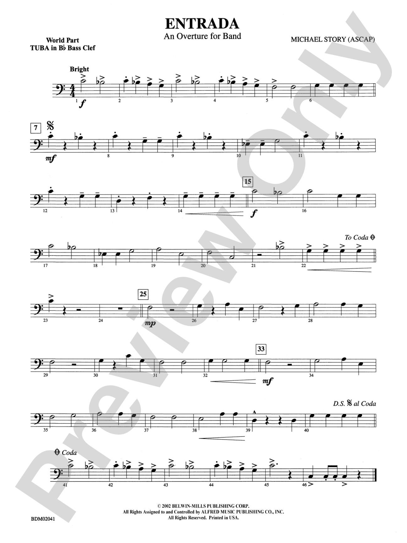 Entrada (An Overture for Band): (wp) B-flat Tuba B.C.