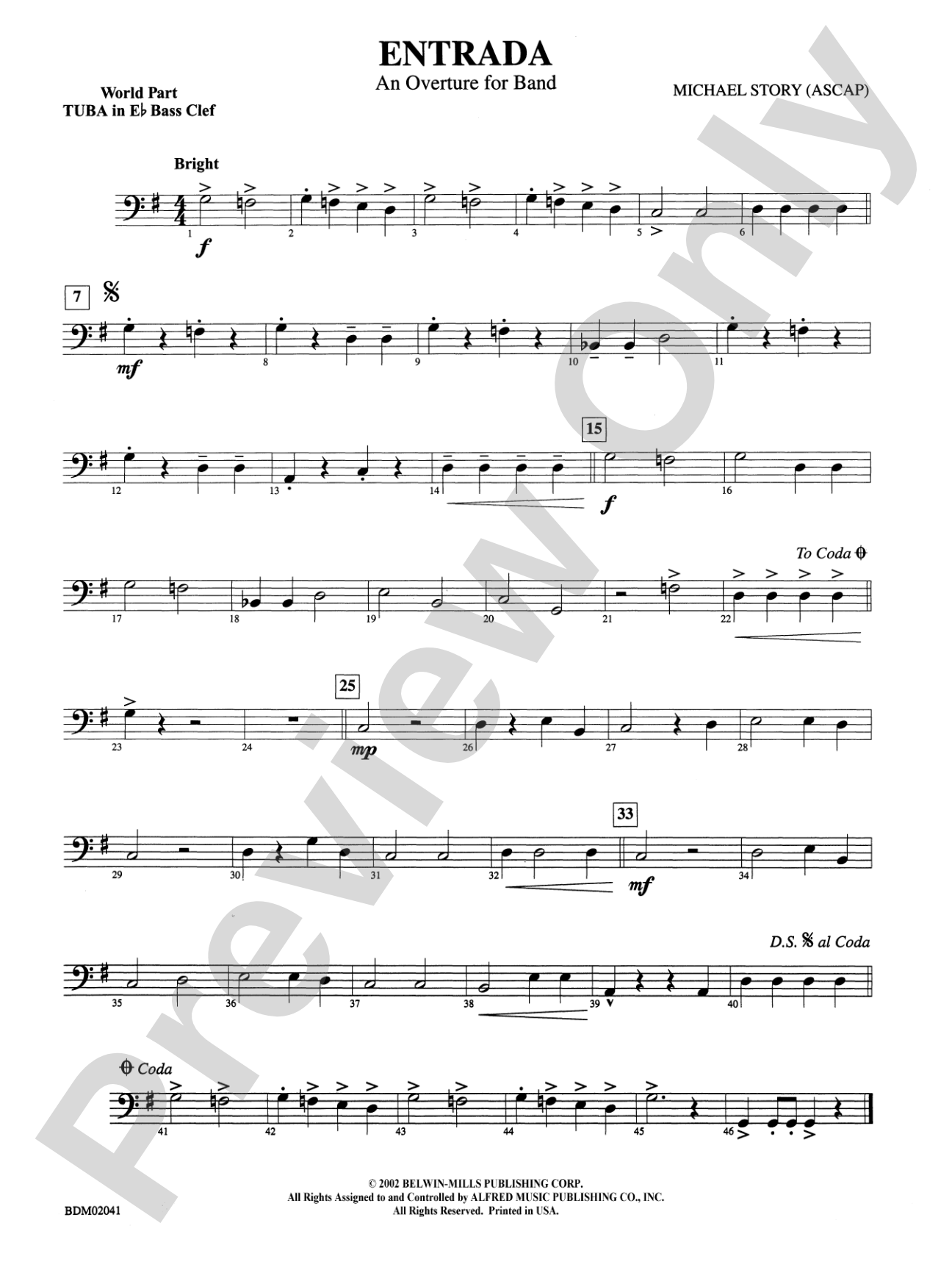 Entrada (An Overture for Band): (wp) E-flat Tuba B.C.