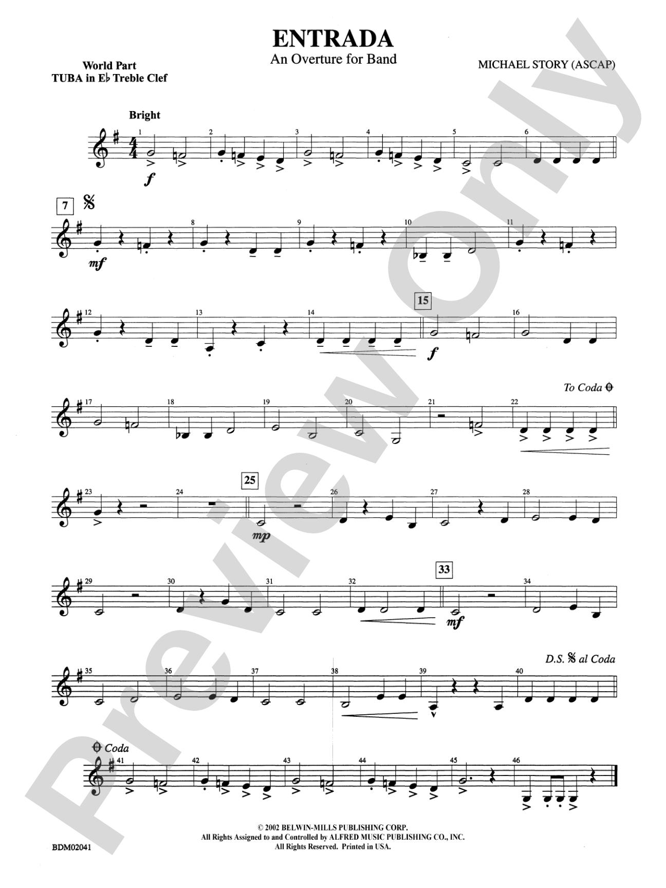 Entrada (An Overture for Band): (wp) E-flat Tuba T.C.