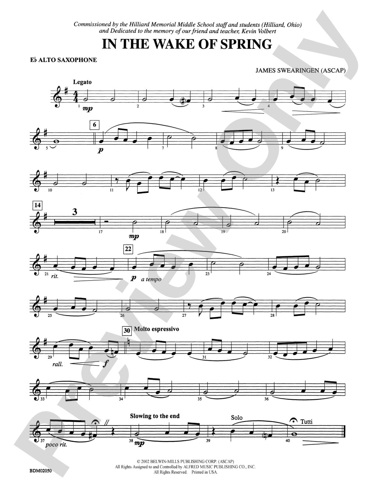 In the Wake of Spring: E-flat Alto Saxophone