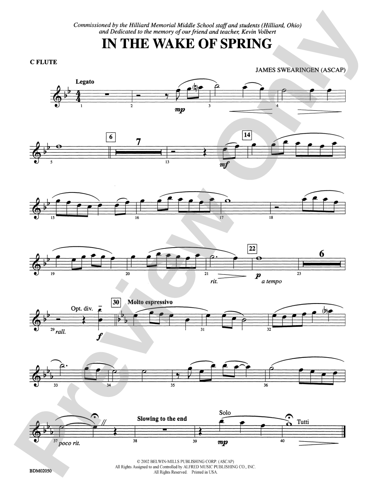 In the Wake of Spring: Flute