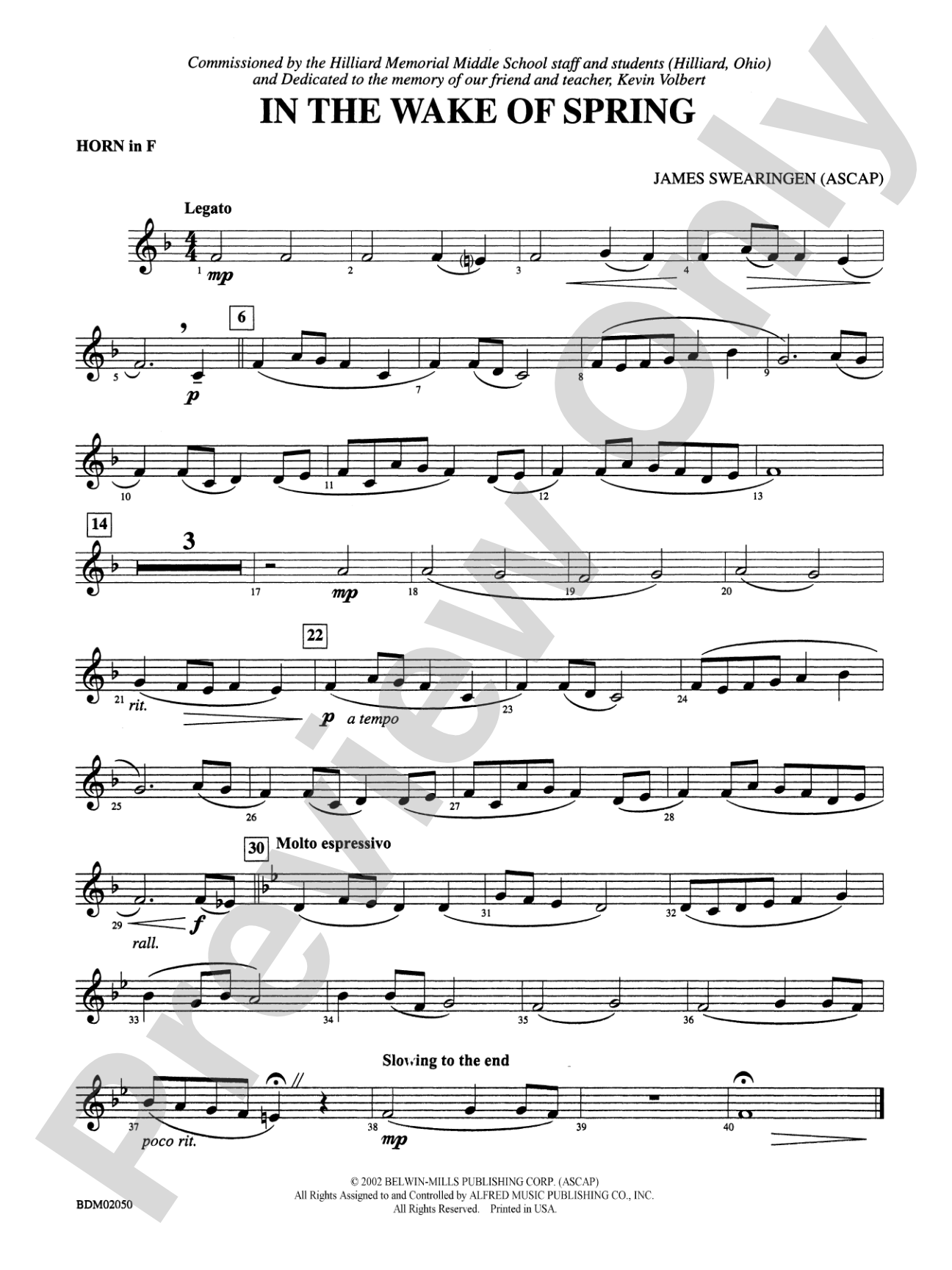 In the Wake of Spring: 1st F Horn