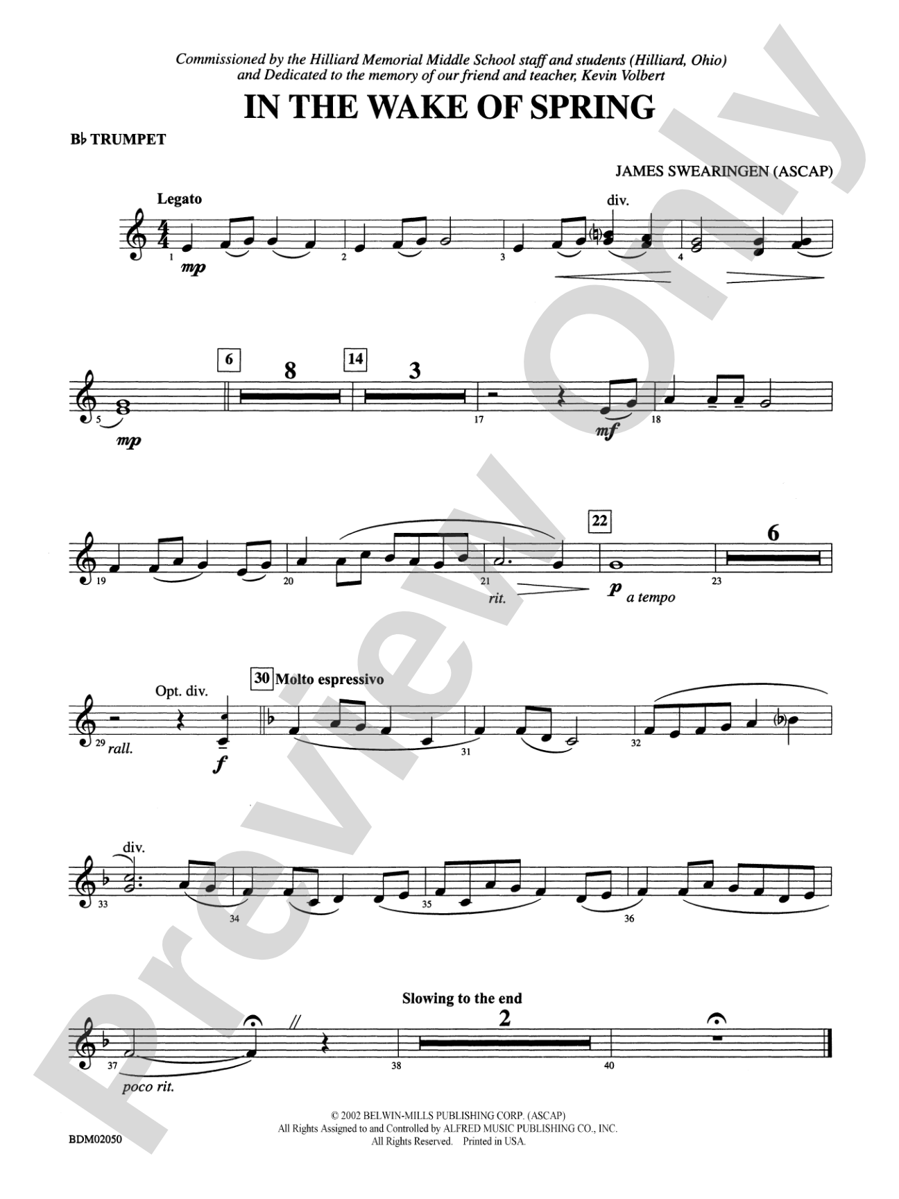 In the Wake of Spring: 1st B-flat Trumpet