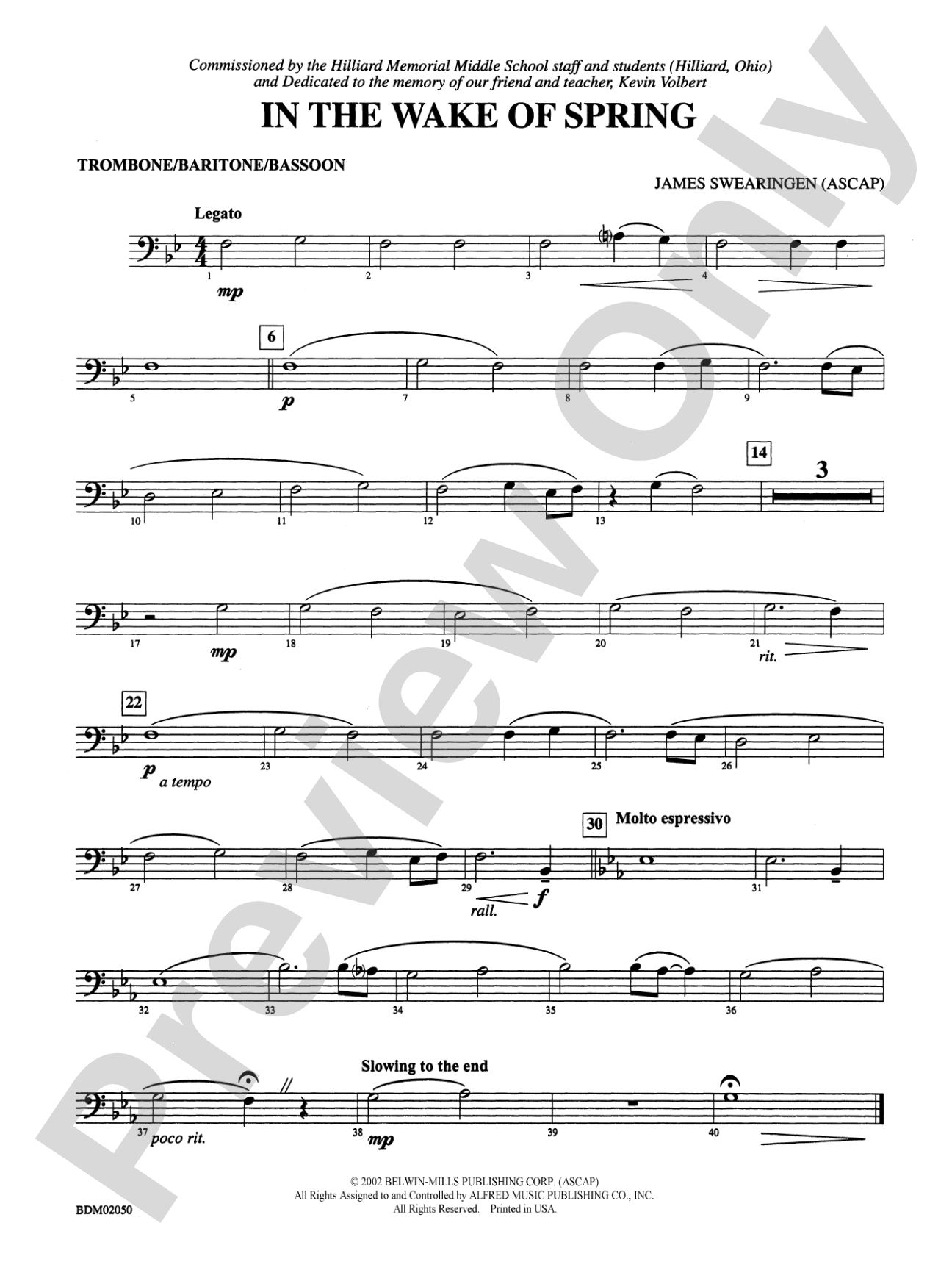 In the Wake of Spring: 1st Trombone