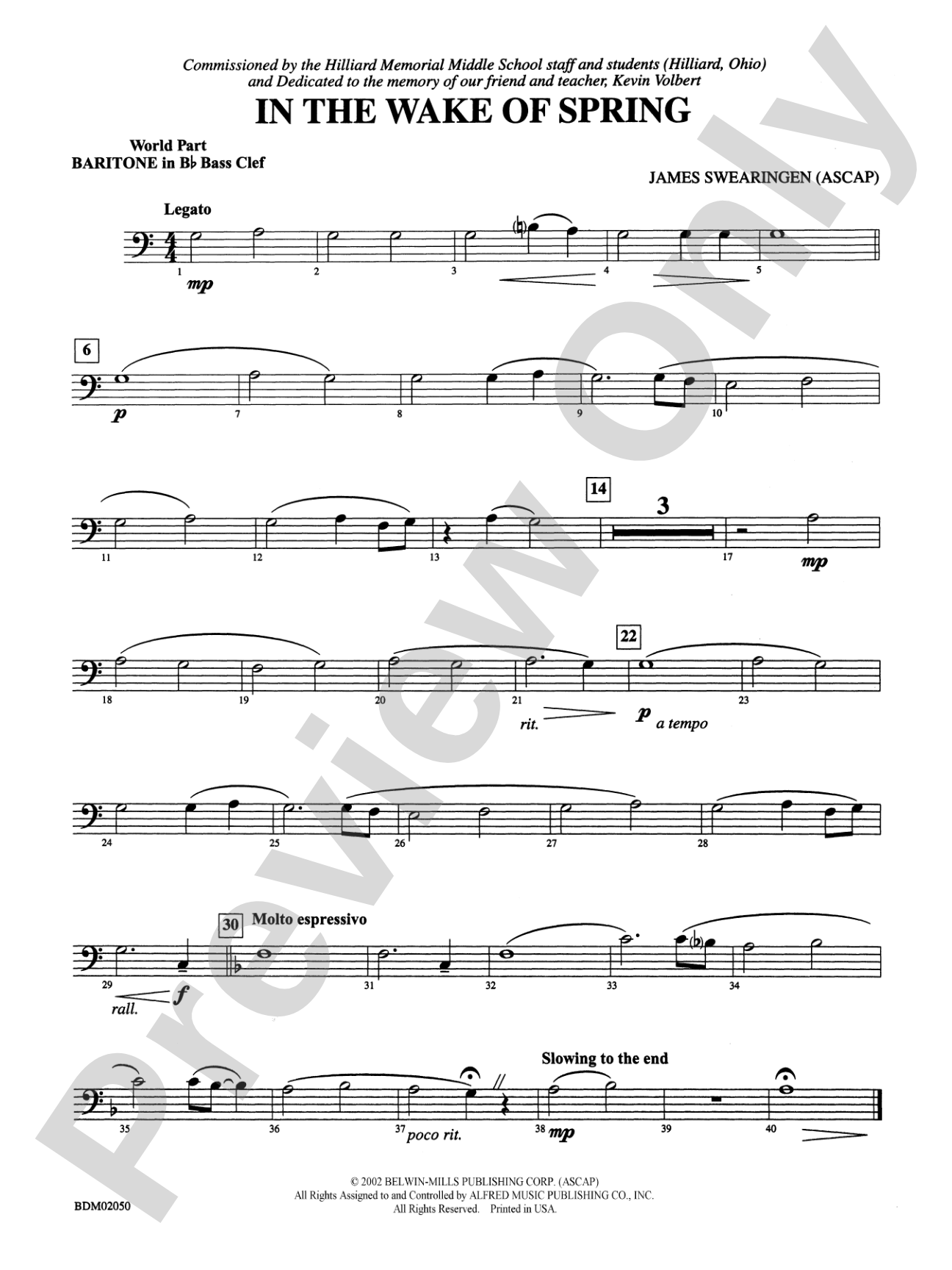 In the Wake of Spring: (wp) B-flat Baritone B.C.