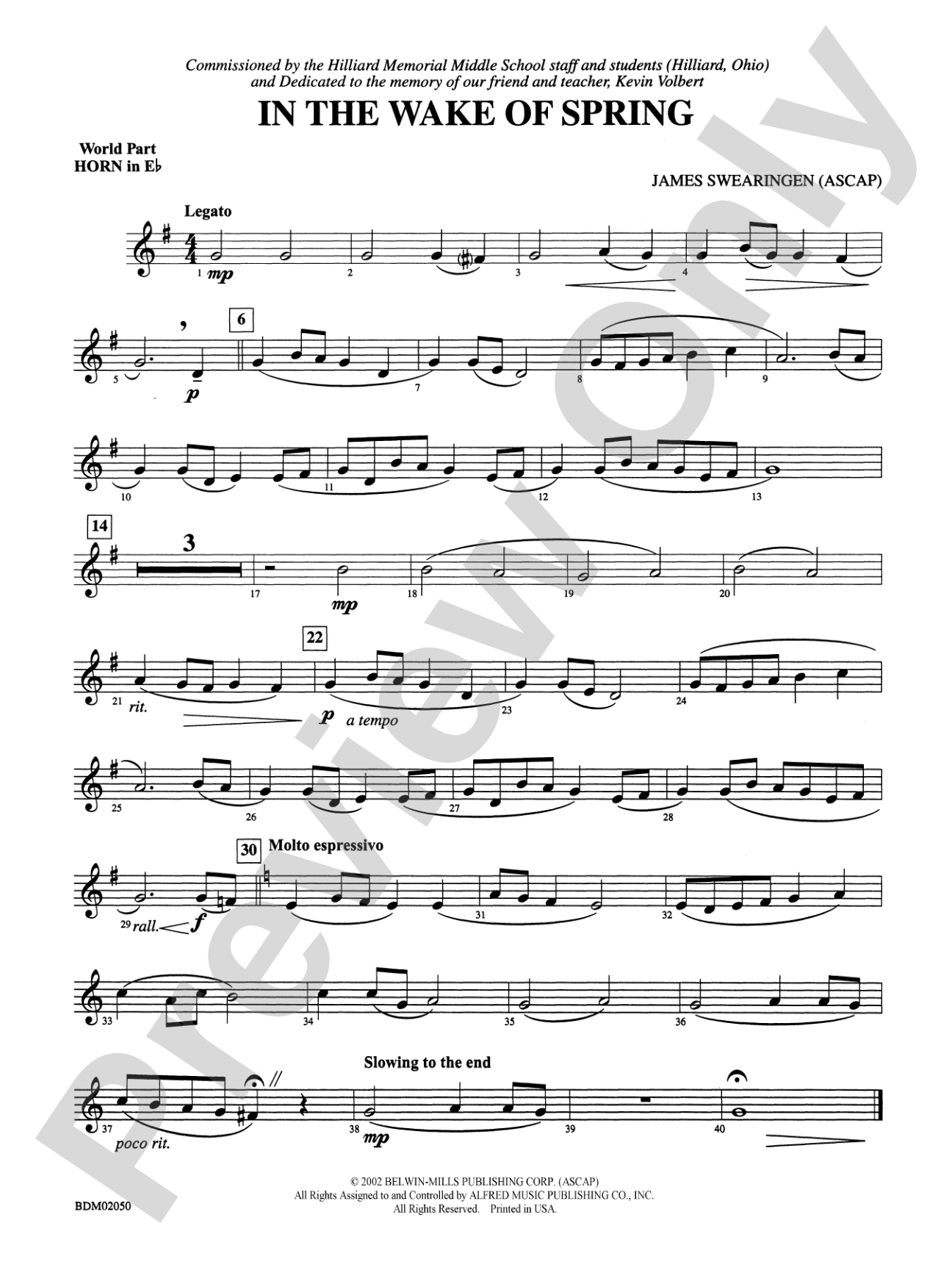 In the Wake of Spring: (wp) 1st Horn in E-flat