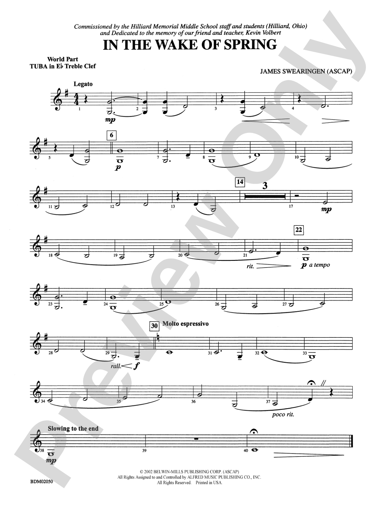 In the Wake of Spring: (wp) E-flat Tuba T.C.