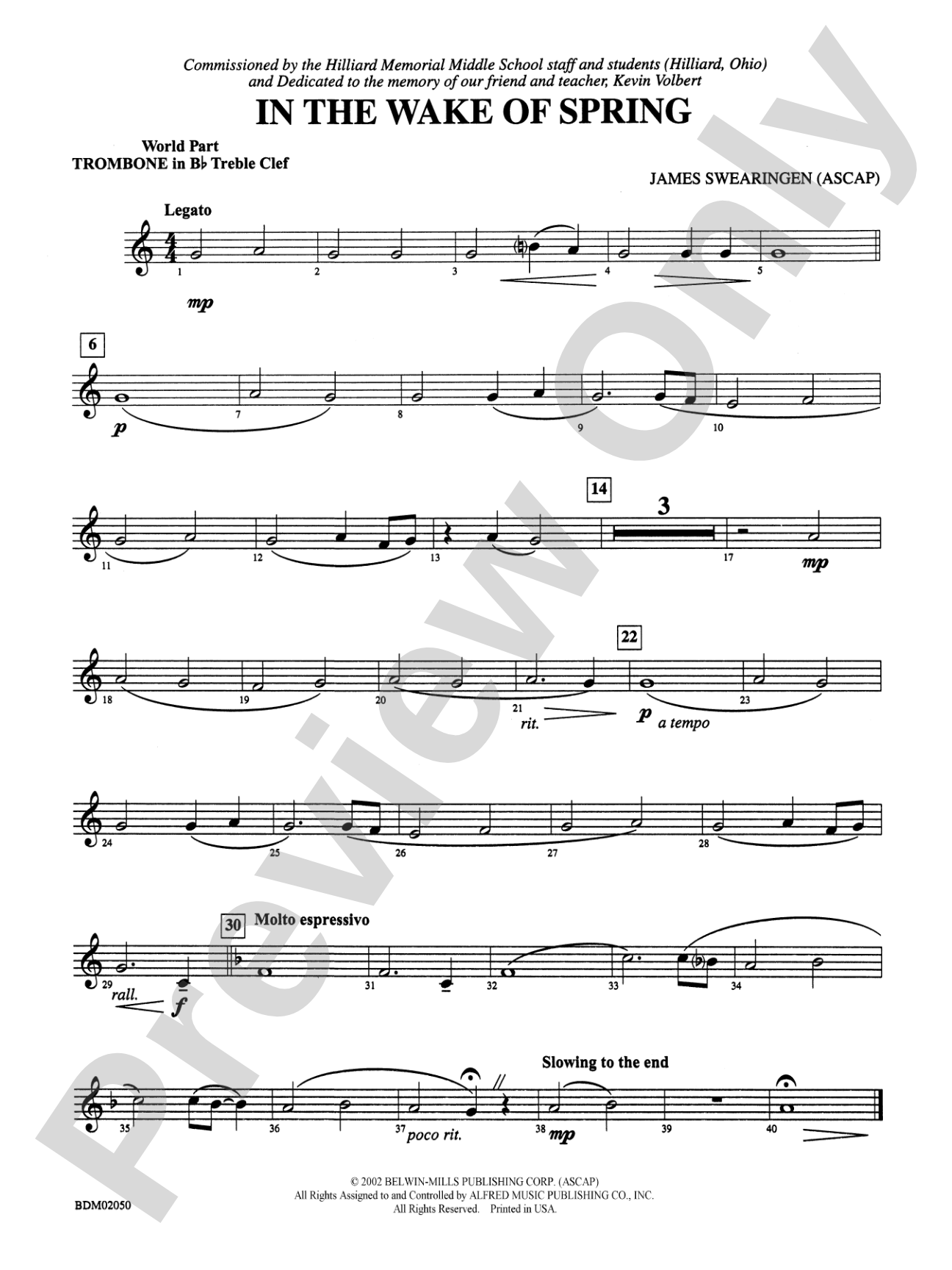 In the Wake of Spring: (wp) 1st B-flat Trombone T.C.