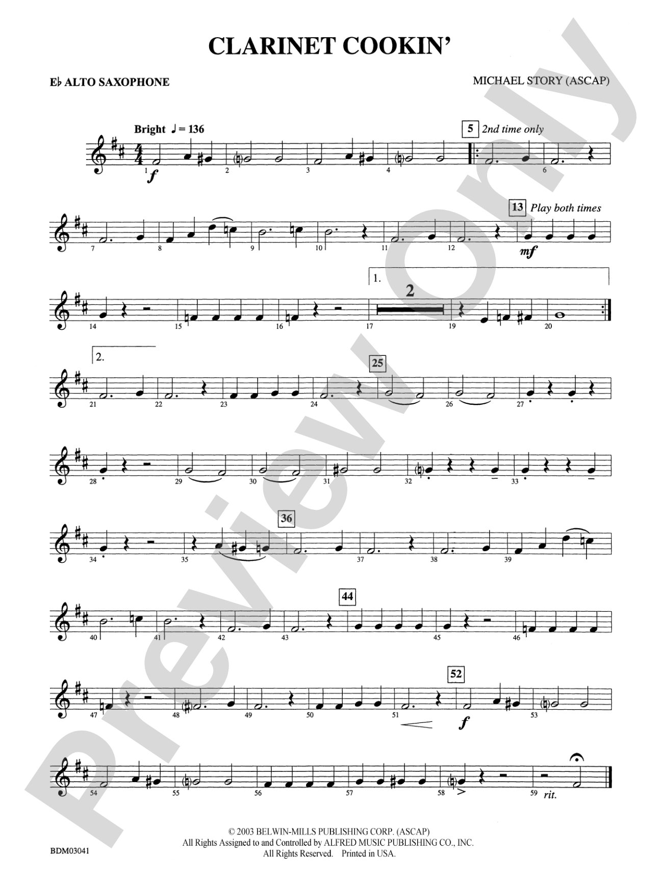 Clarinet Cookin': E-flat Alto Saxophone