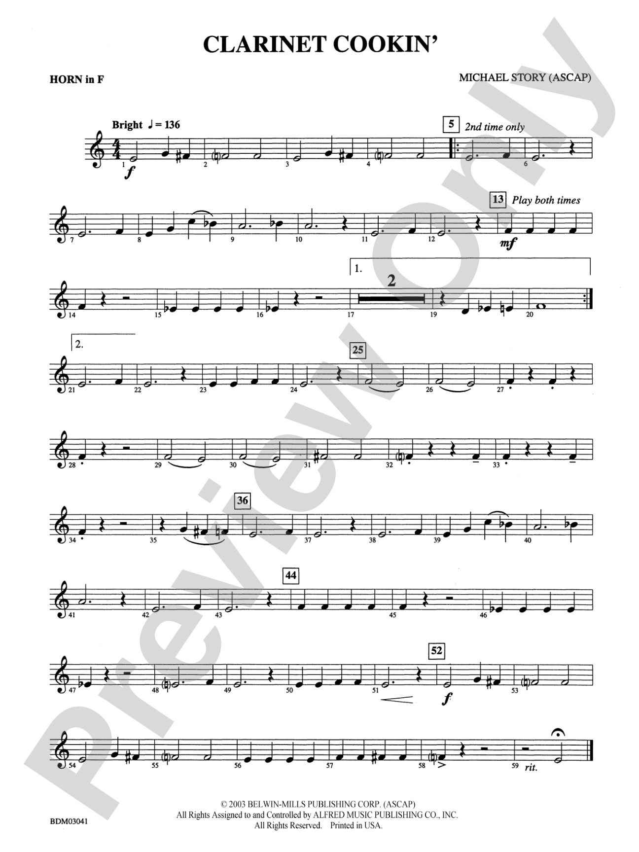 Clarinet Cookin': 1st F Horn