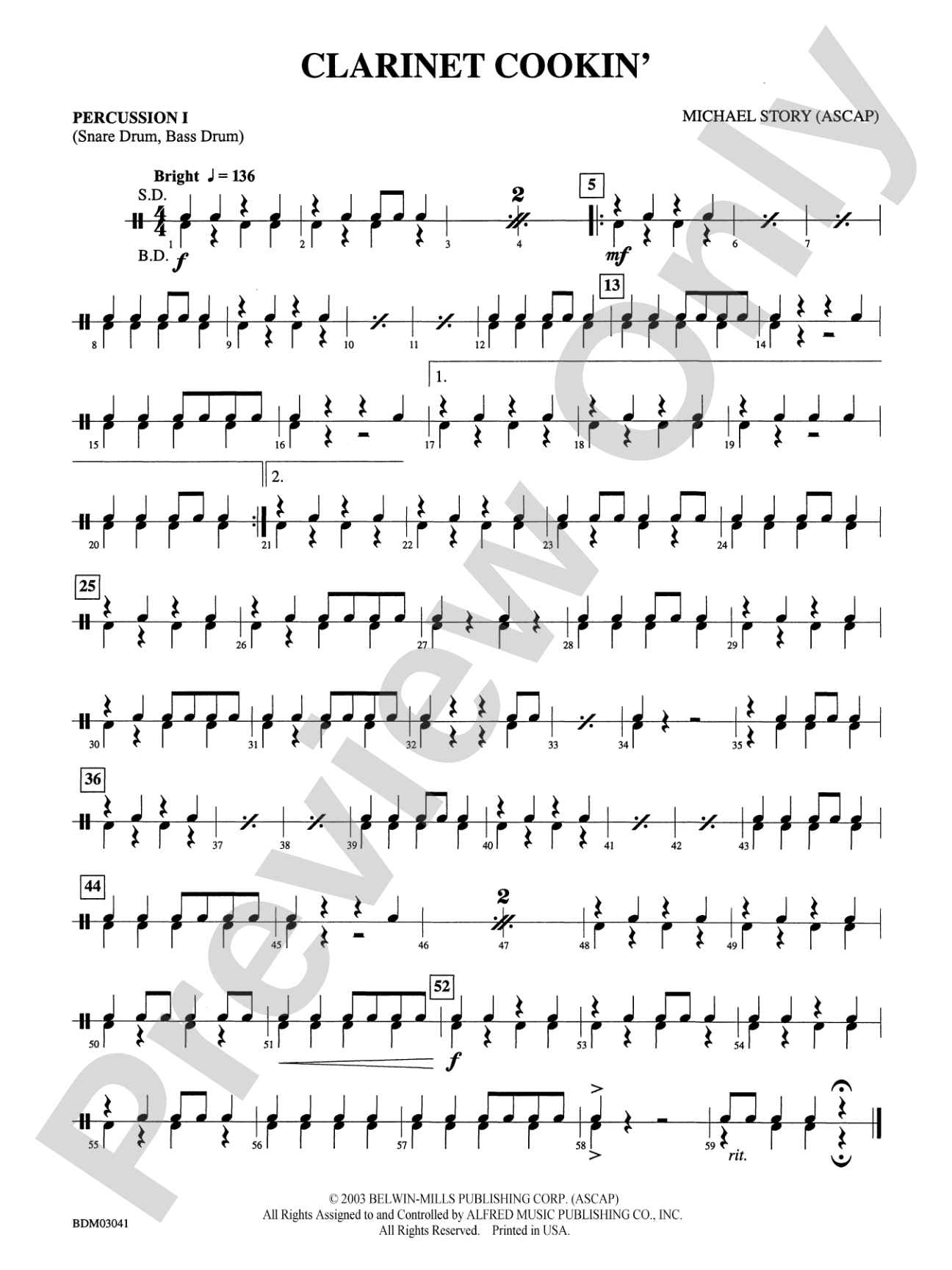 Clarinet Cookin': 1st Percussion