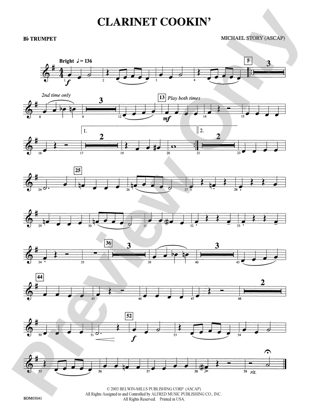 Clarinet Cookin': 1st B-flat Trumpet