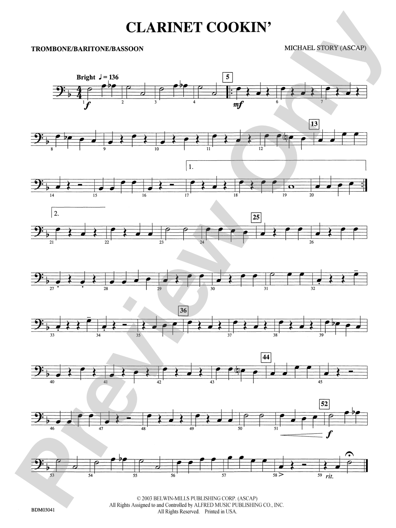 Clarinet Cookin': 1st Trombone