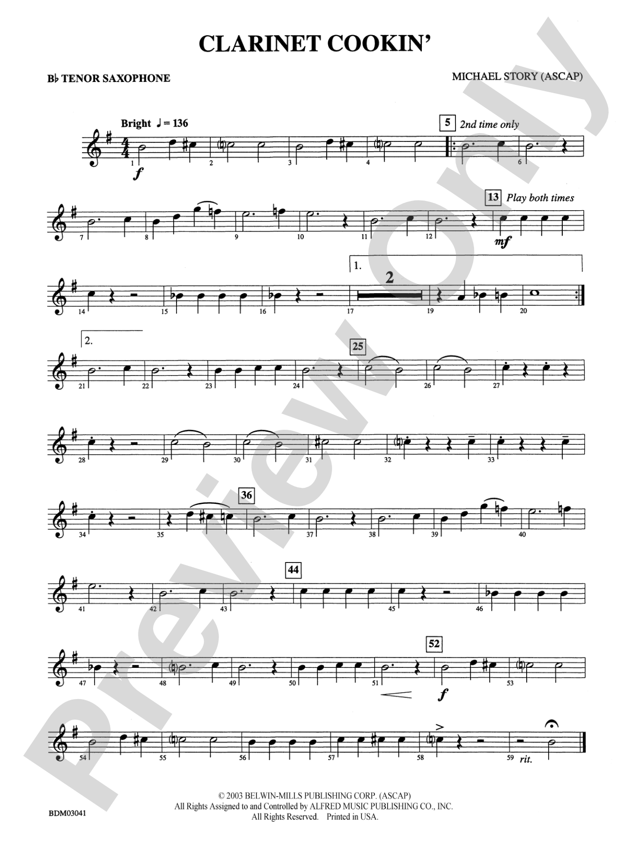 Clarinet Cookin': B-flat Tenor Saxophone