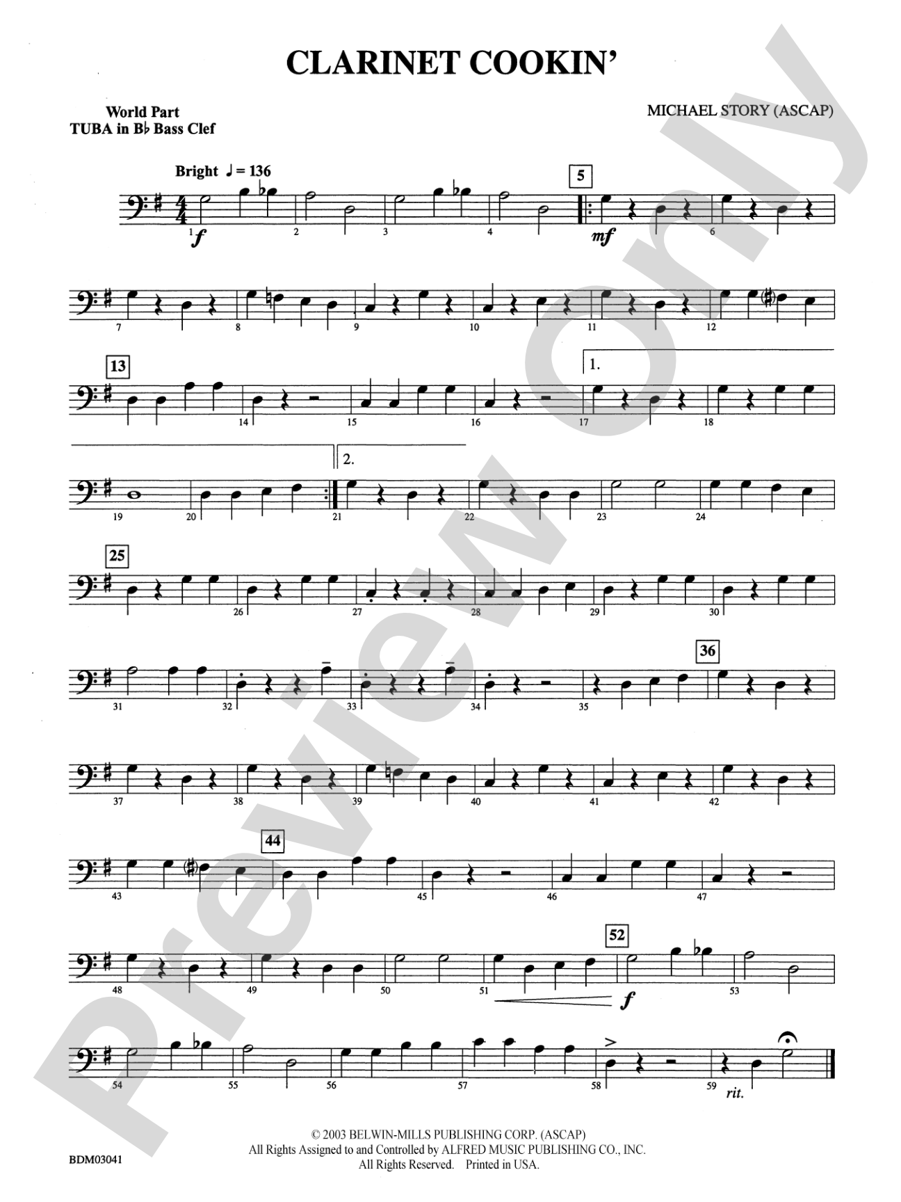 Clarinet Cookin': (wp) B-flat Tuba B.C.