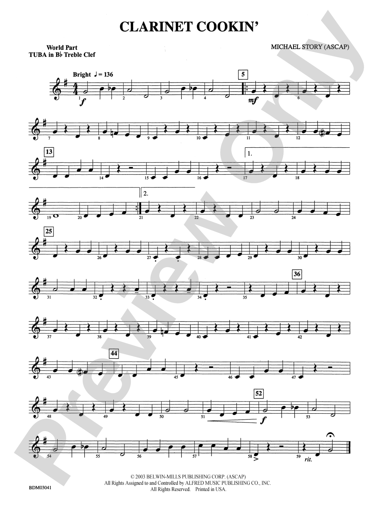 Clarinet Cookin': (wp) B-flat Tuba T.C.
