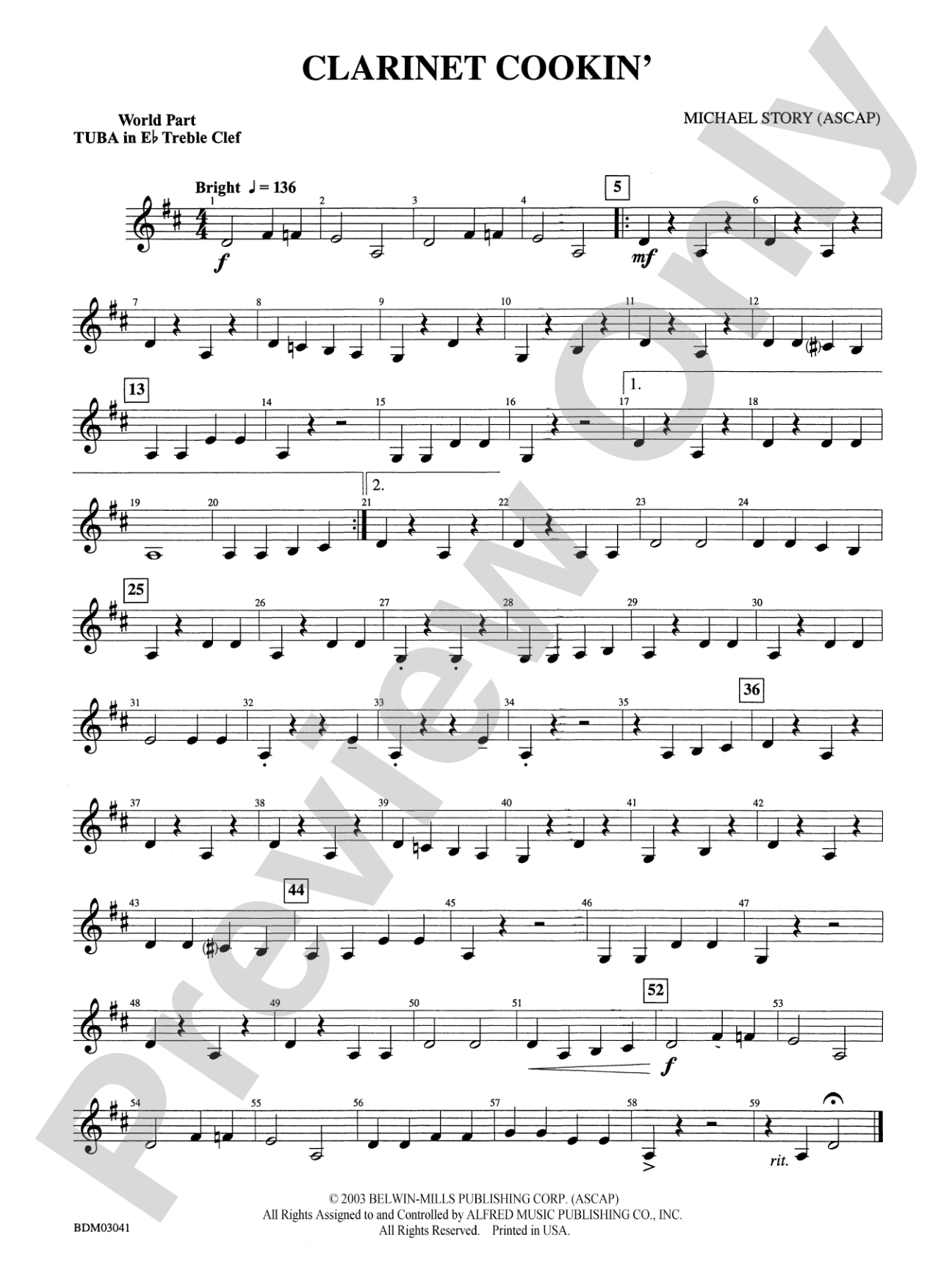Clarinet Cookin': (wp) E-flat Tuba T.C.