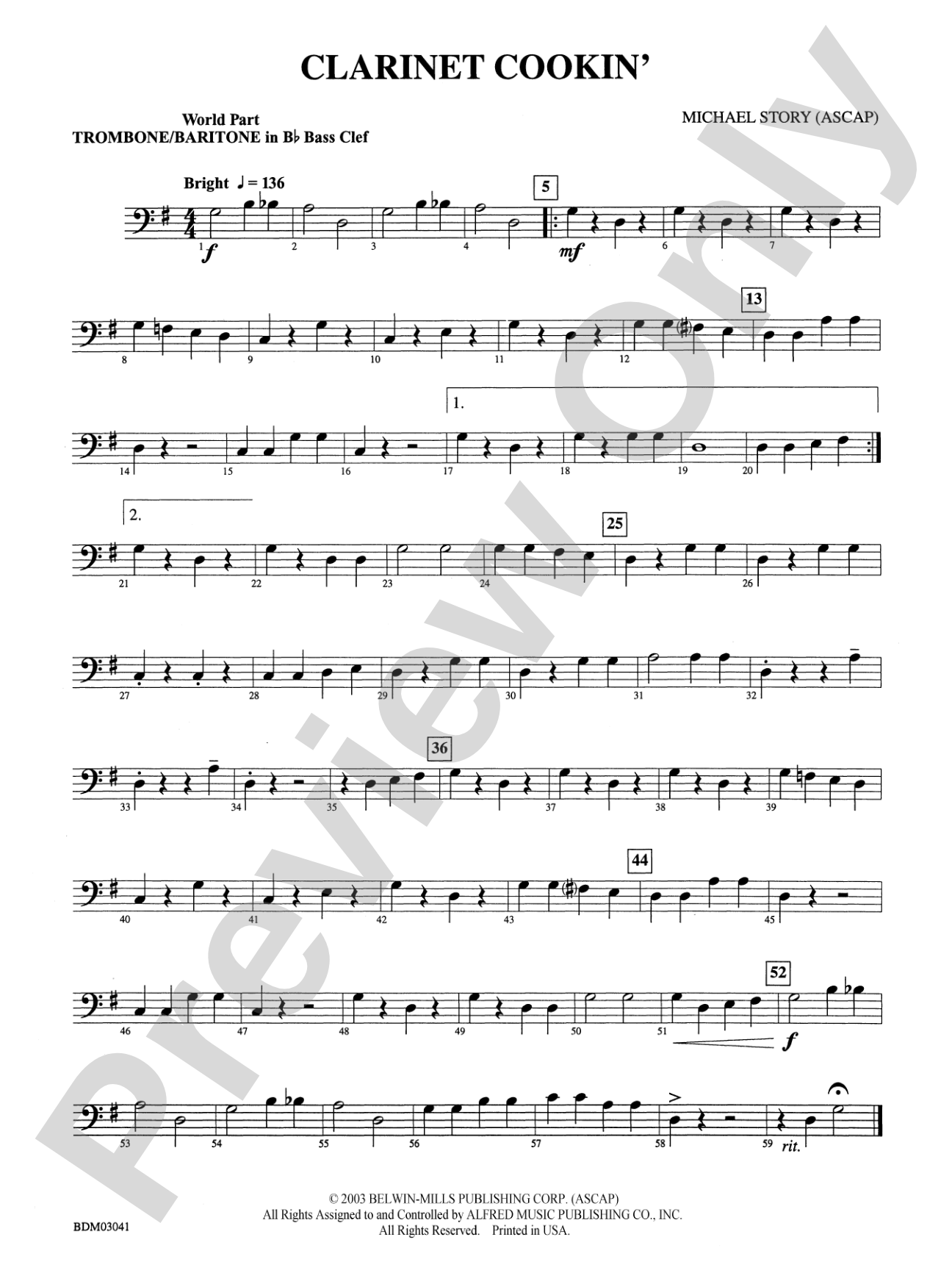 Clarinet Cookin': (wp) 1st B-flat Trombone B.C.