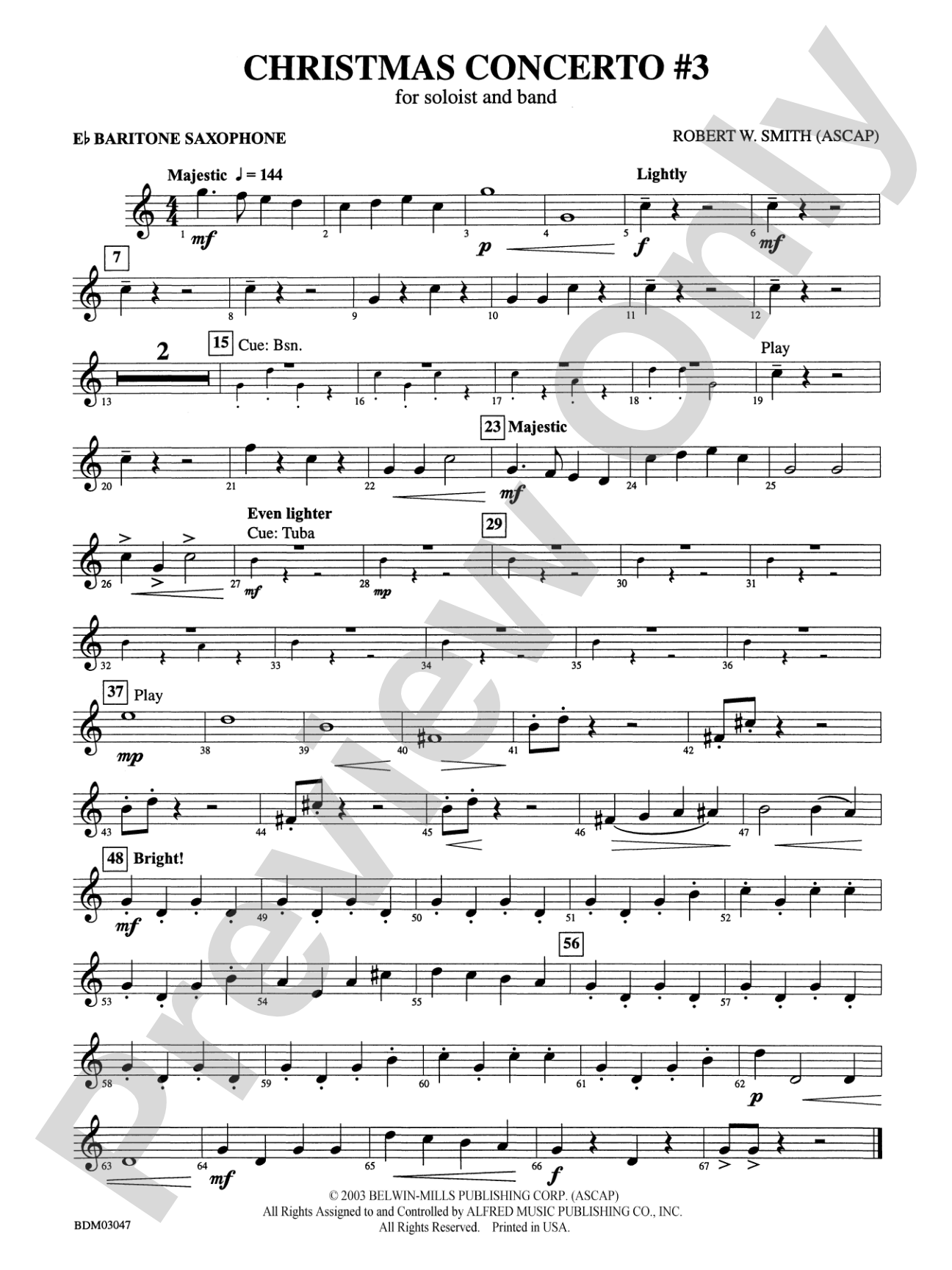 Christmas Concerto #3 (for Soloist and Band): E-flat Baritone Saxophone